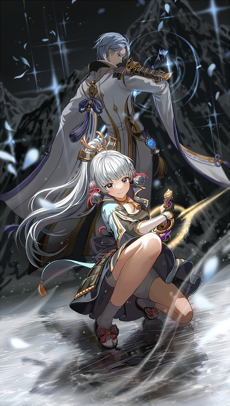 Kamisato Ayaka and Kamisato Ayato from Genshin Impact HD Phone Wallpaper