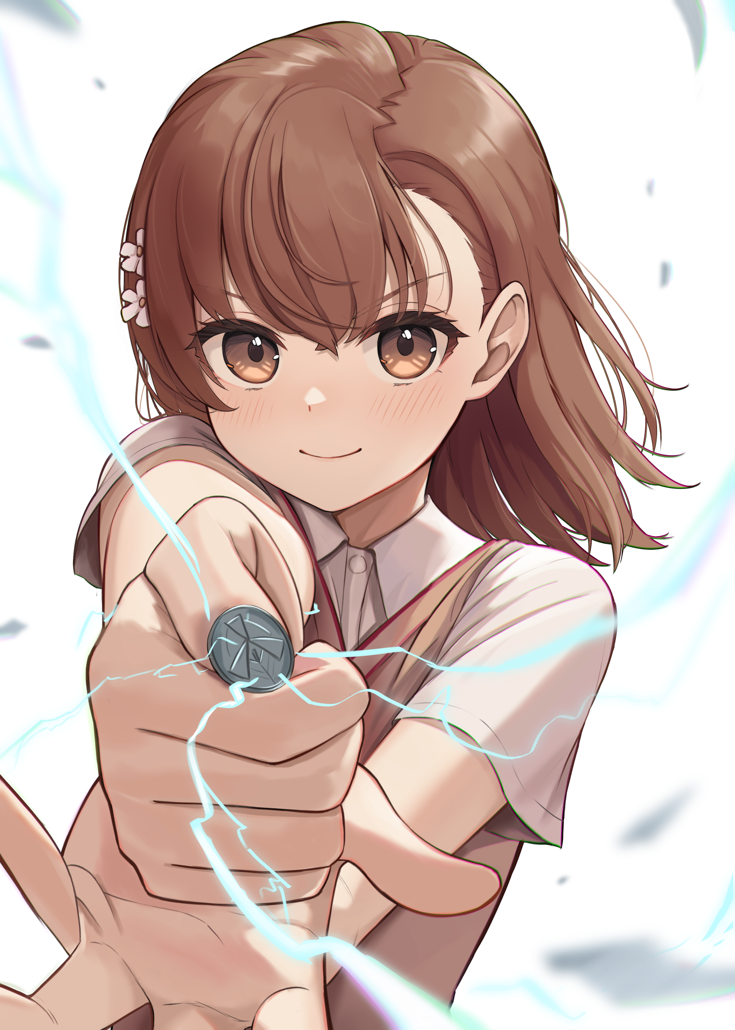 Misaka Mikoto from To Aru Kagaku no Railgun with lightning HD Phone Wallpaper