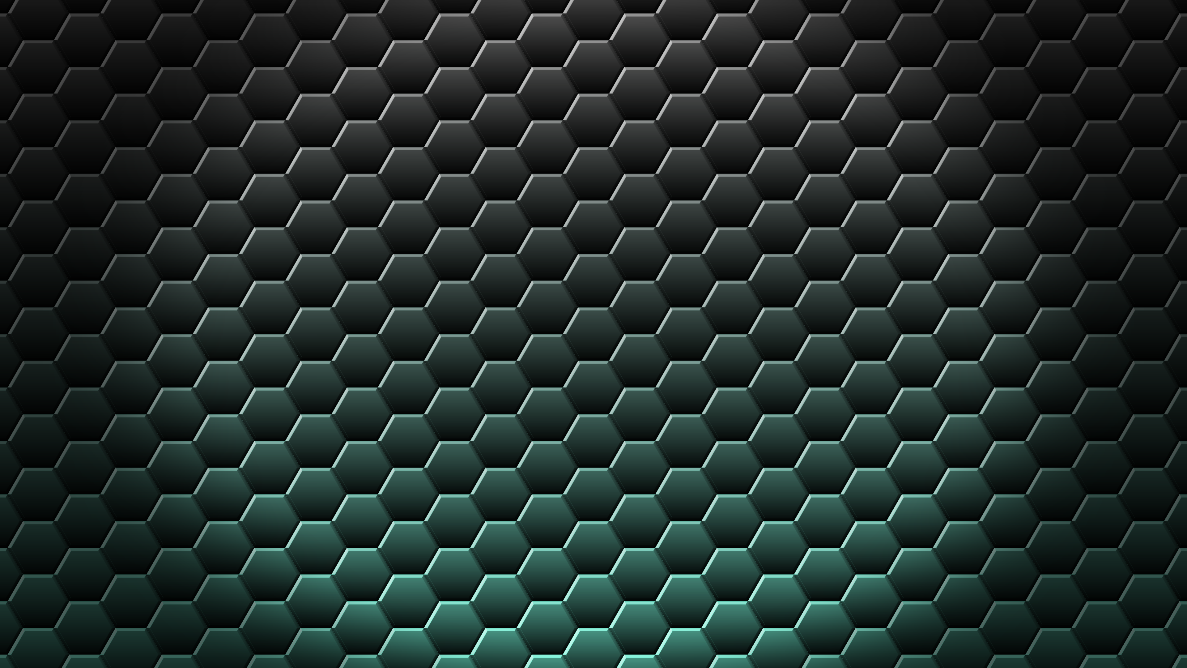 Dark Hexagon Pattern with Teal Gradient HD Wallpaper