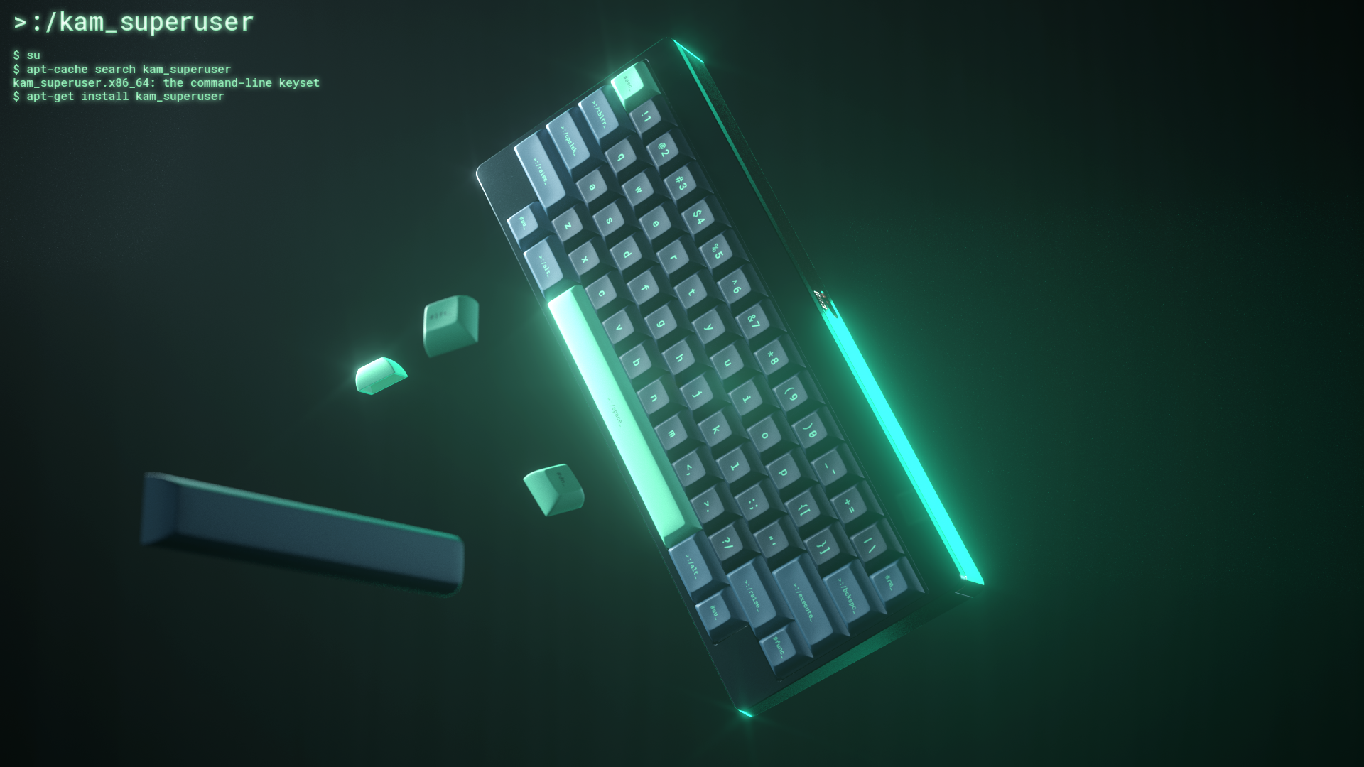 Mechanical keyboard with floating keycaps and neon lighting HD Wallpaper