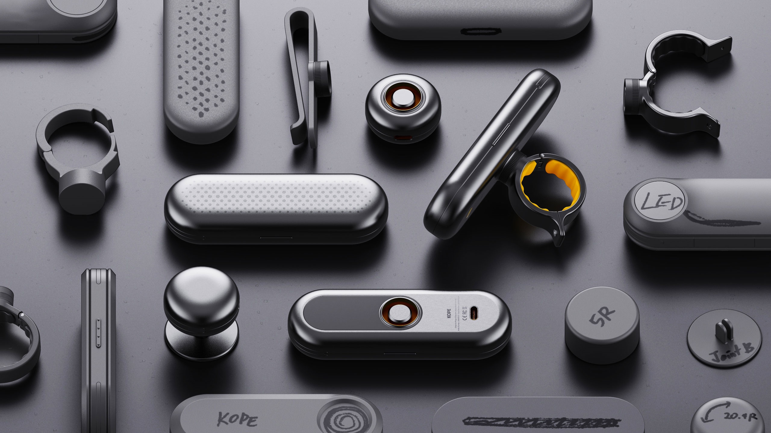 Collection of modern electronic accessories and mounts HD Wallpaper