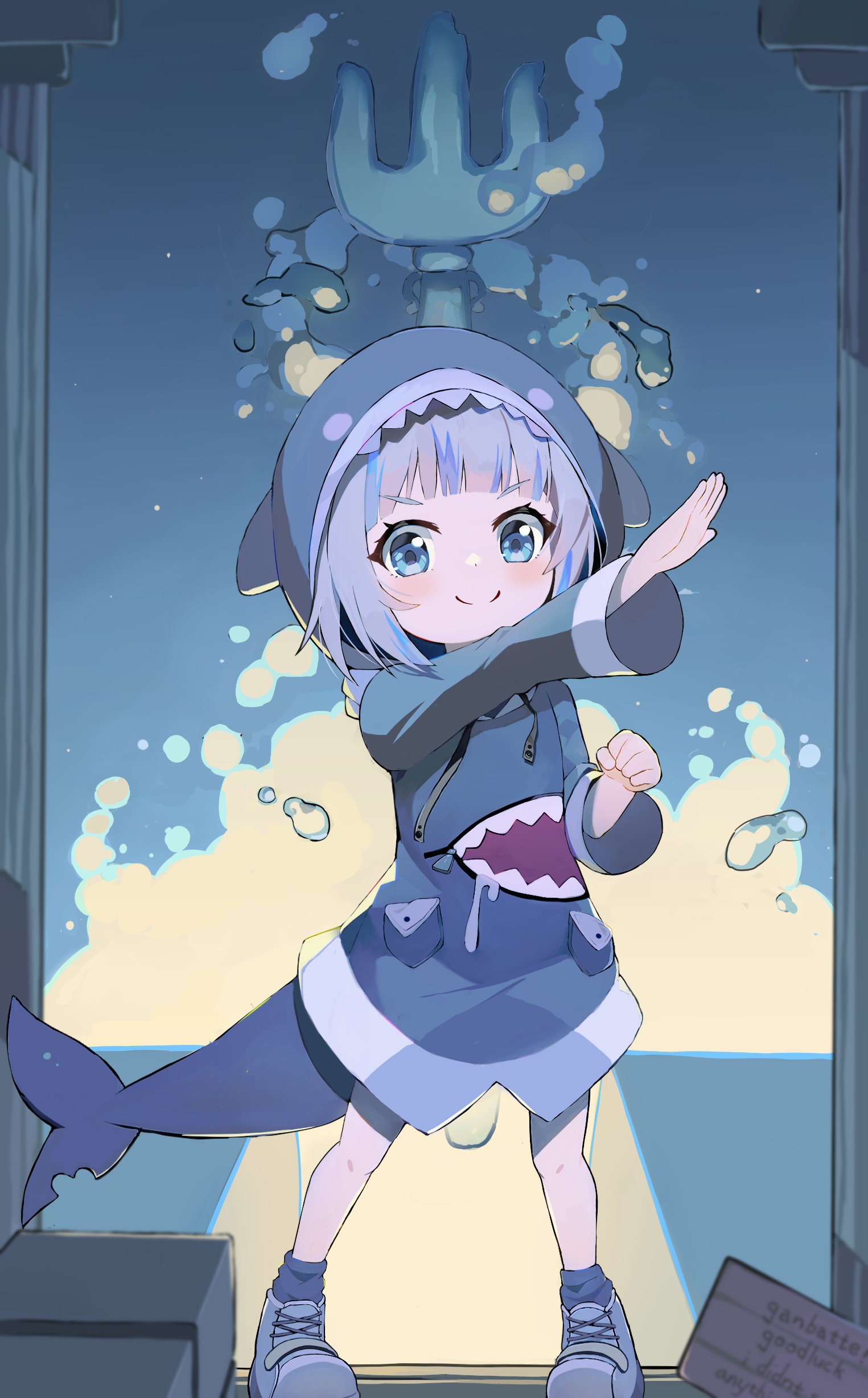 Gawr Gura in a Shark Hoodie HD Phone Wallpaper