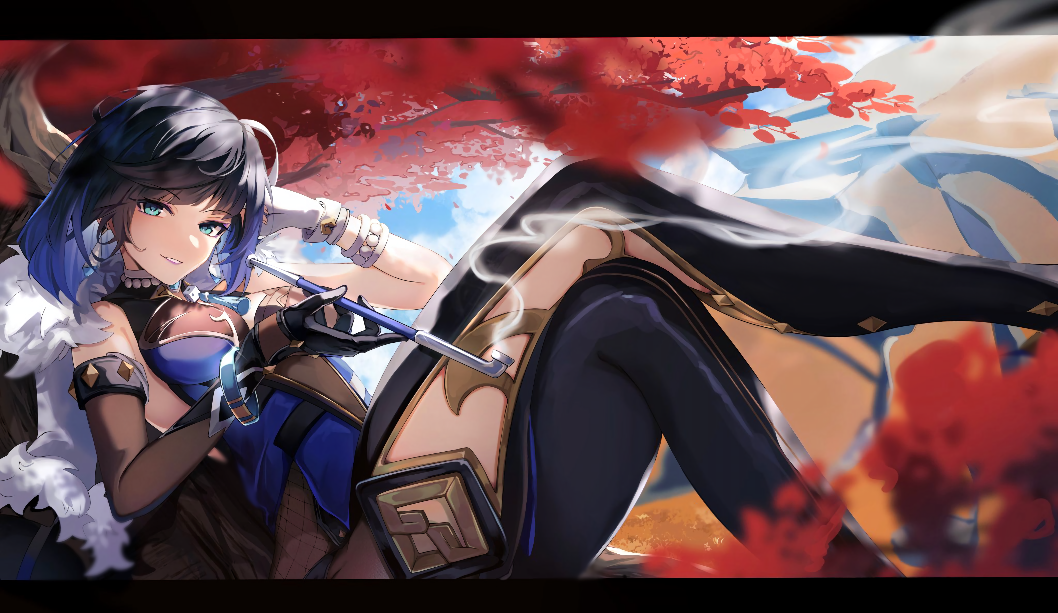 4K Yelan from Genshin Impact smoking HD Wallpaper