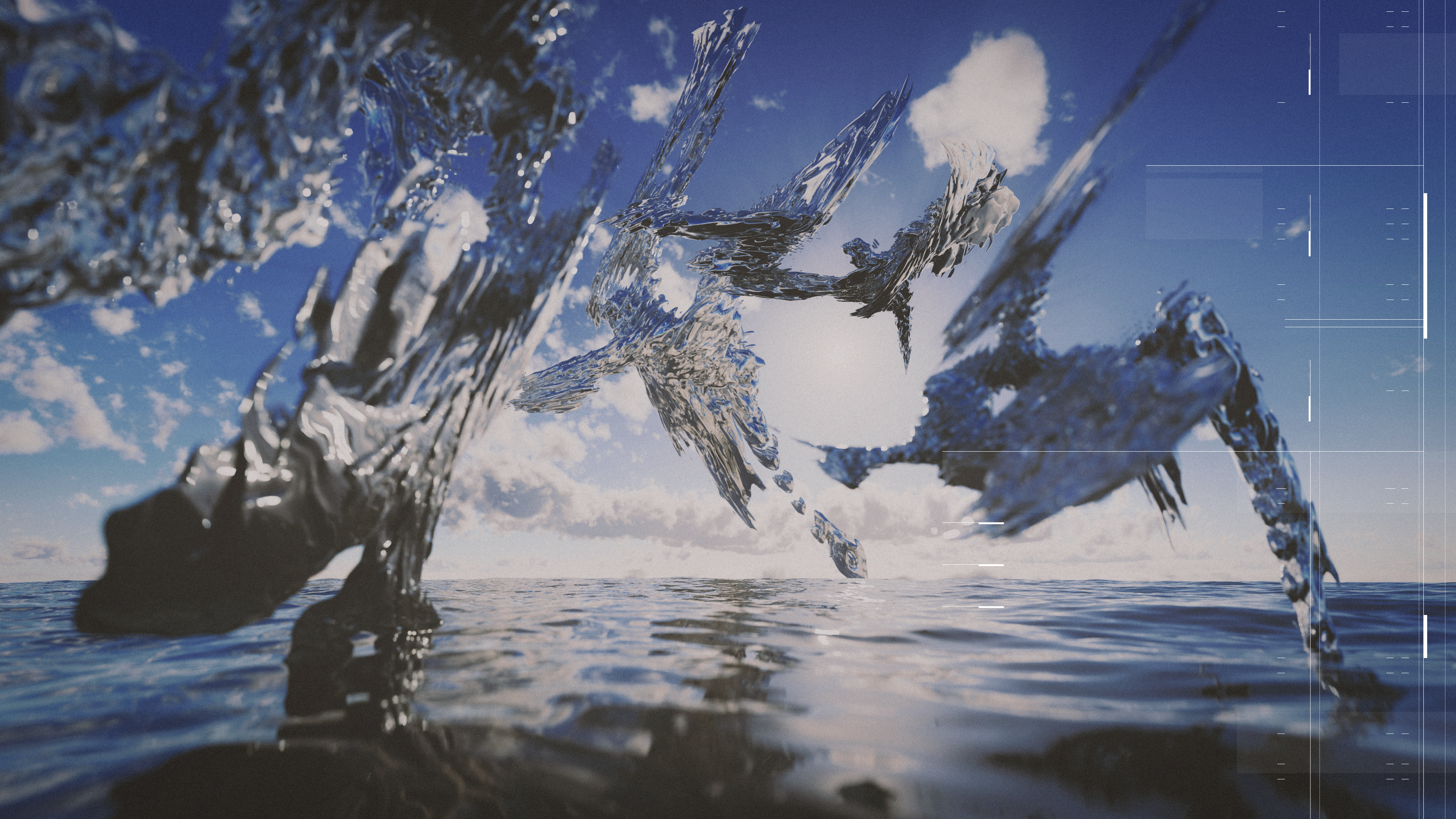 4K Abstract 3D Art Over Water and Sky HD Wallpaper