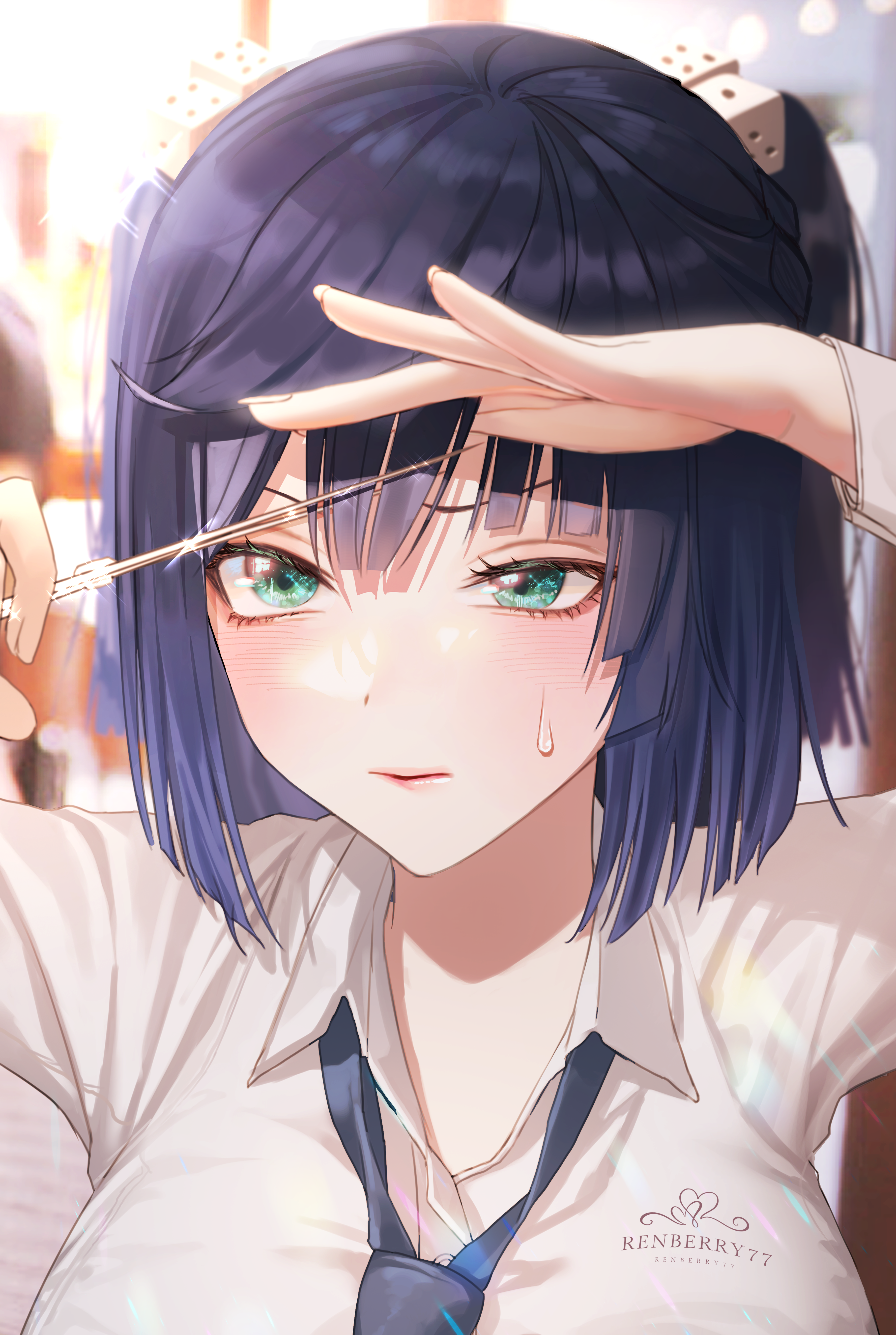 Yelan from Genshin Impact cutting her hair HD Phone Wallpaper