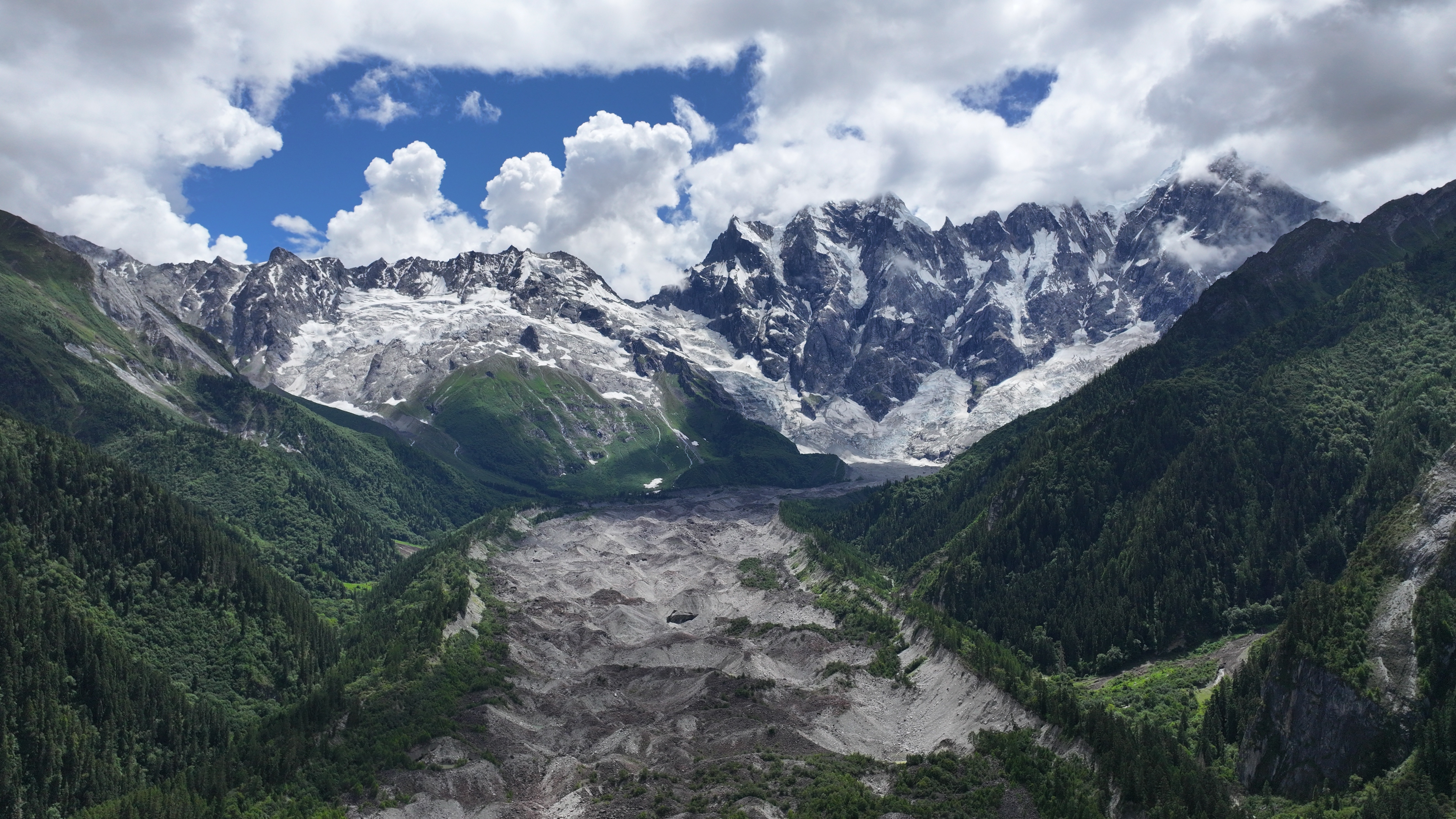 4K Snowy Mountains with Glaciers and Clouds HD Wallpaper