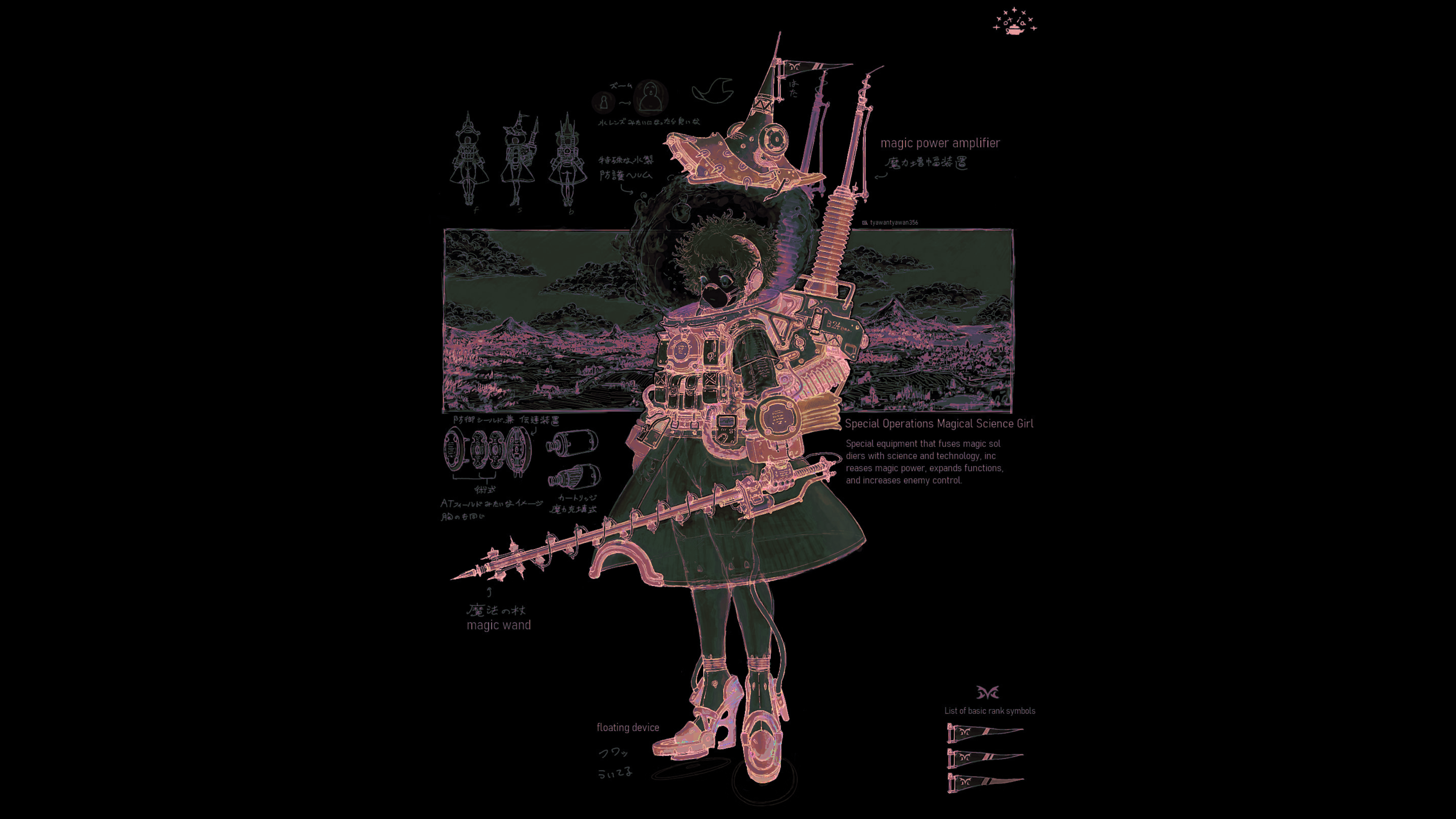 Special Operations Magical Science Girl Schematic HD Wallpaper