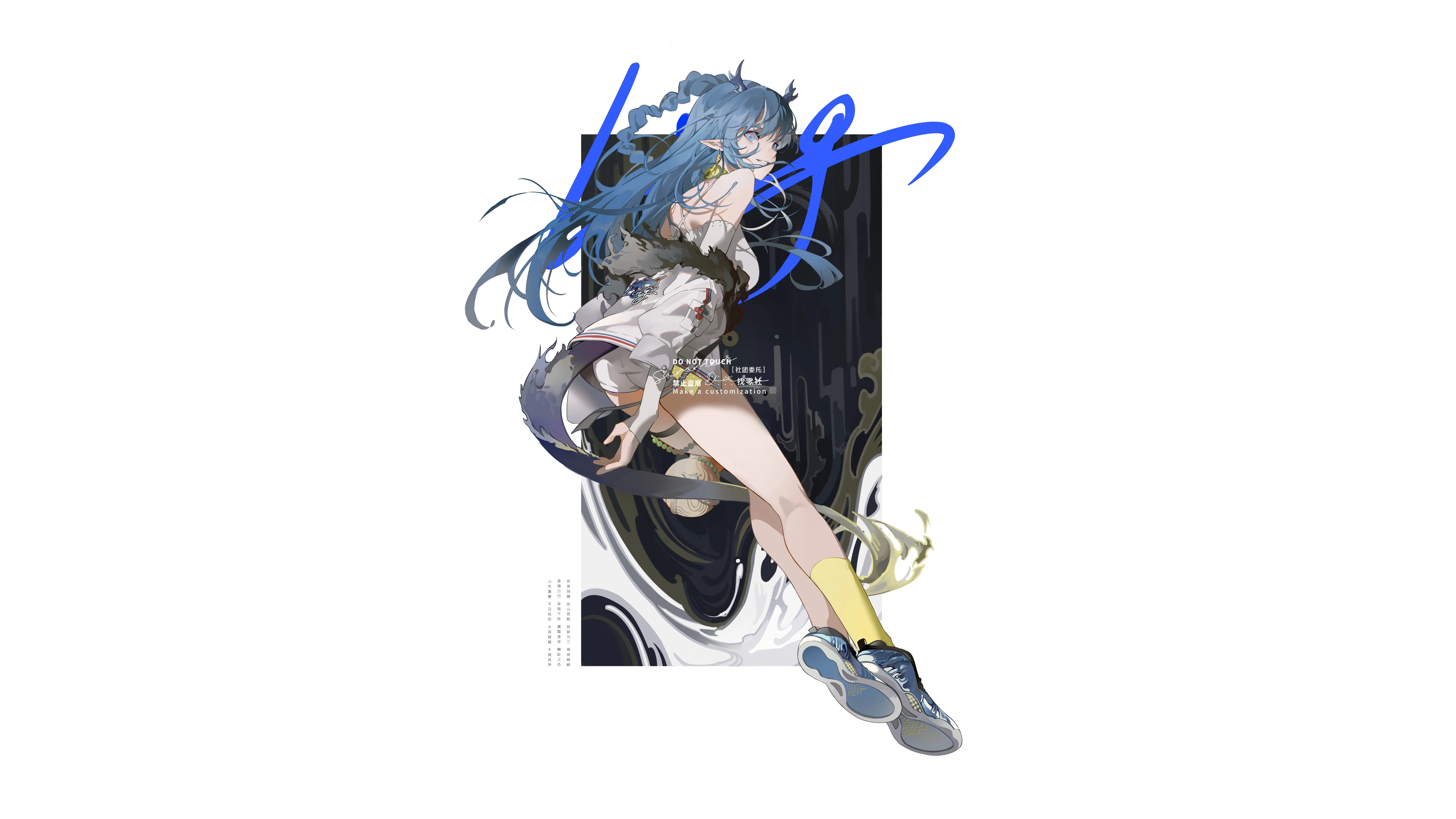 4K Ling from Arknights with blue hair and braids HD Wallpaper