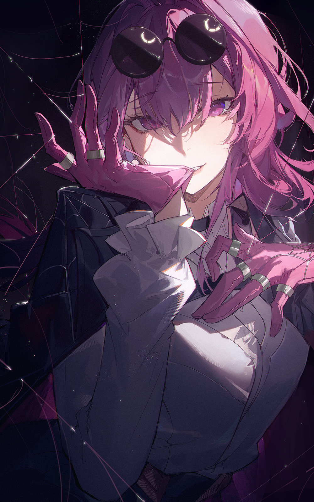 Kafka from Honkai: Star Rail with purple hair and glasses HD Phone Wallpaper