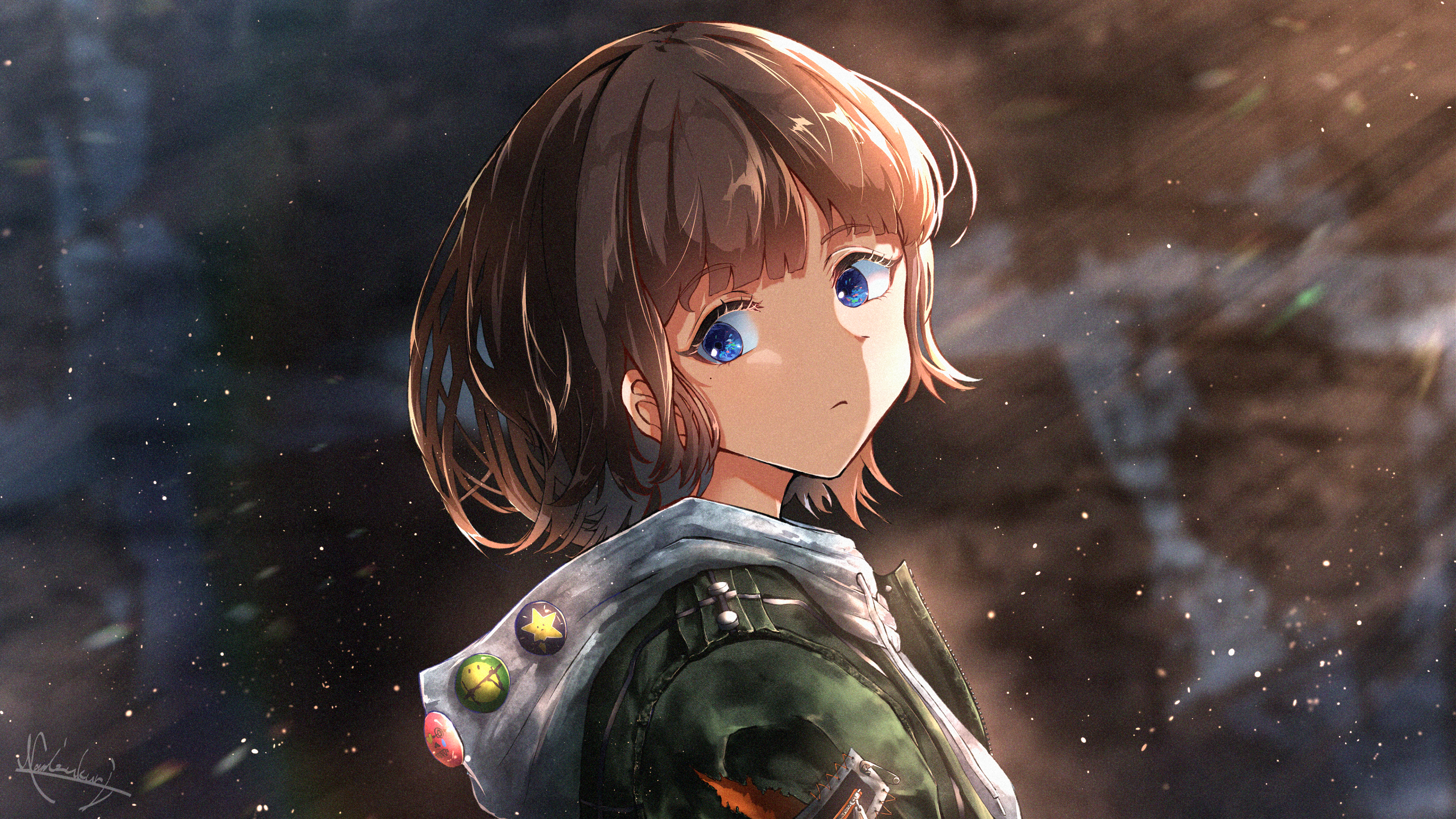Girl with Short Hair and Blue Eyes 4K HD Wallpaper