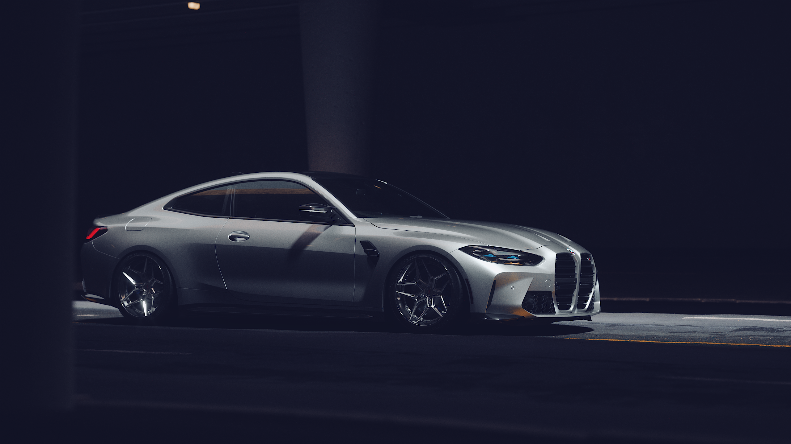 Silver BMW M4 Coupe with Custom Wheels HD Wallpaper