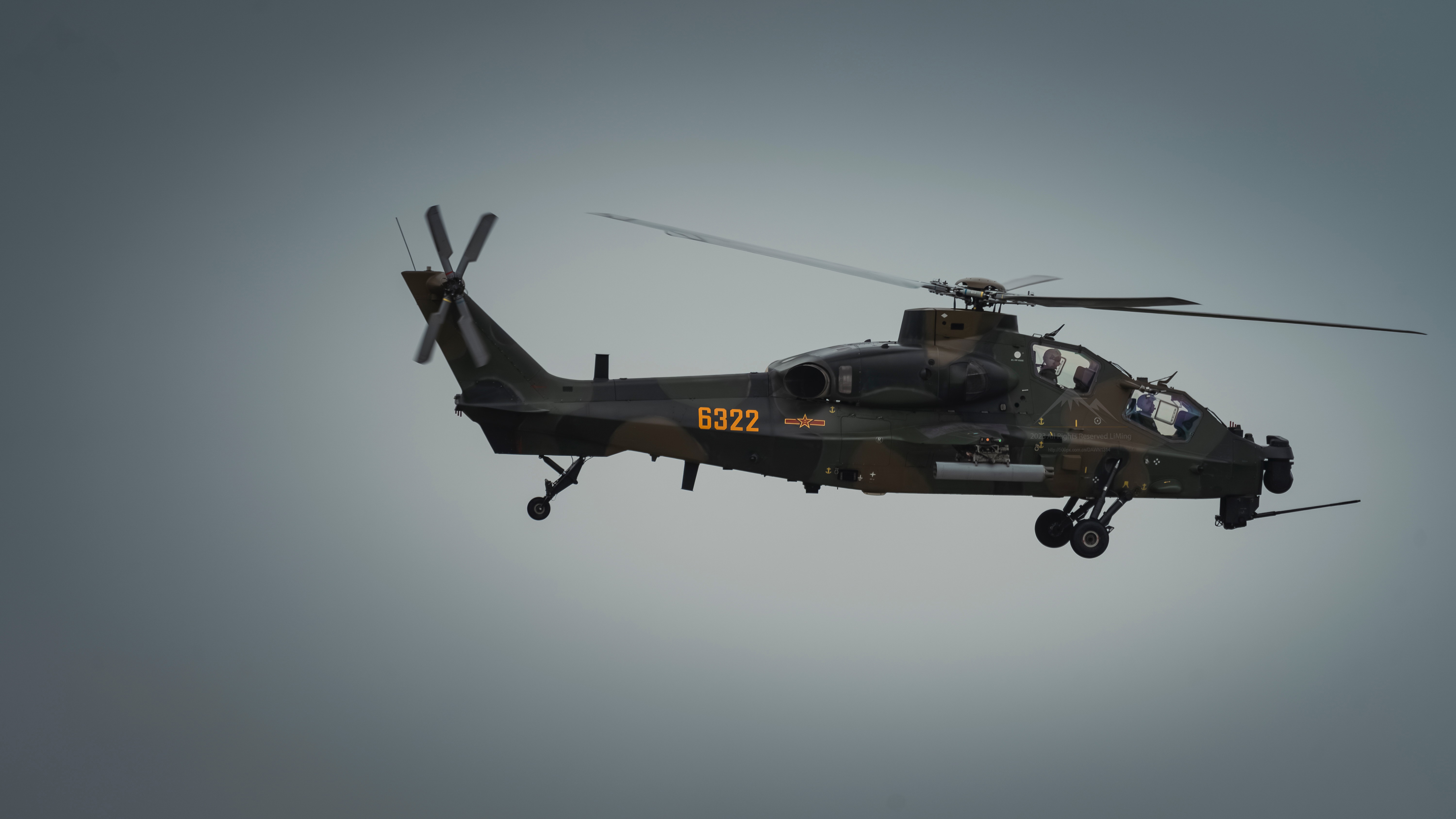 WZ-10 military helicopter in flight HD Wallpaper