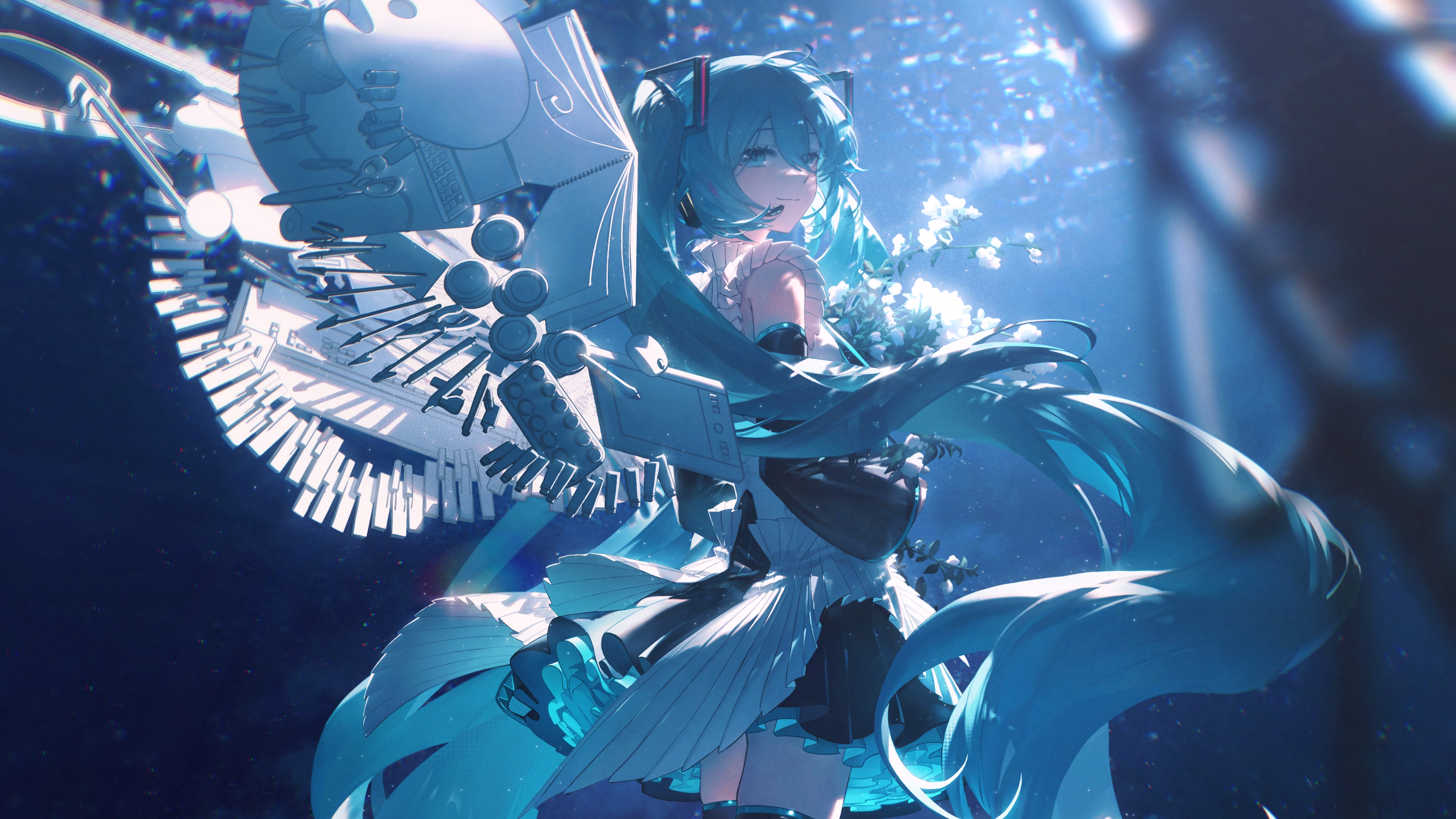 4K Hatsune Miku with mechanical wings HD Wallpaper