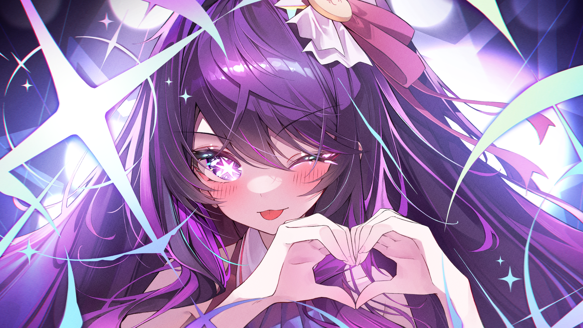 Hoshino Ai making a heart shape with her hands HD Wallpaper