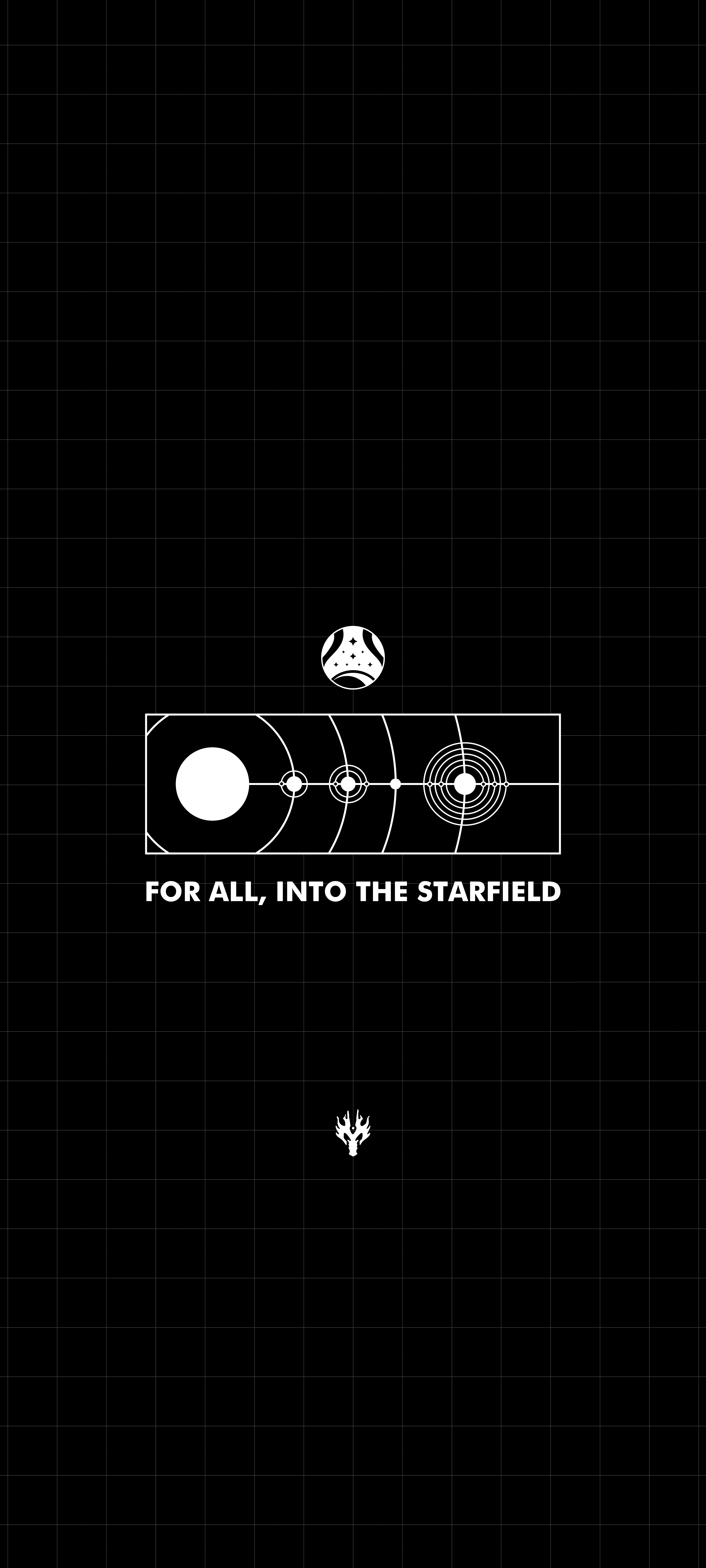 Starfield logo and text on black background HD Phone Wallpaper