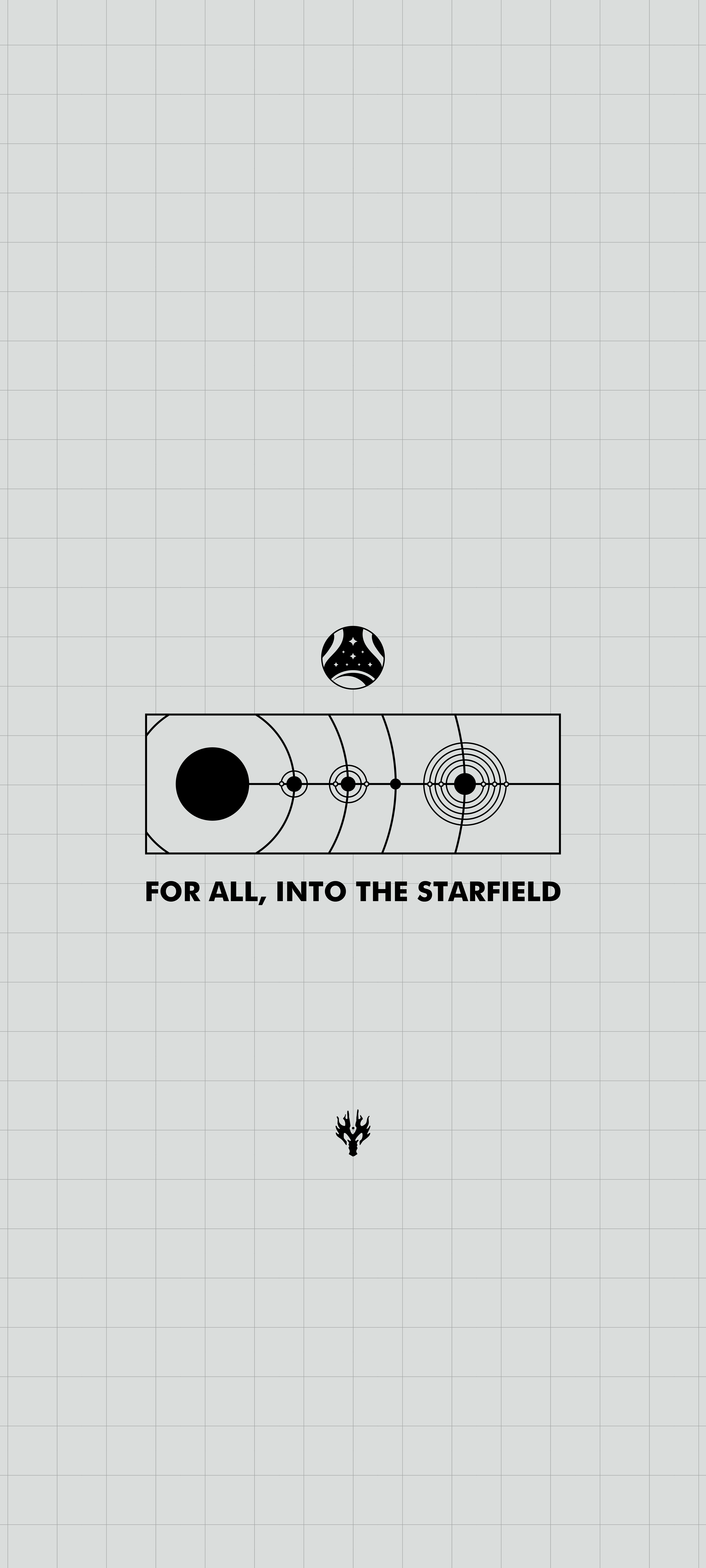 Starfield logo and symbols on a grid HD Phone Wallpaper