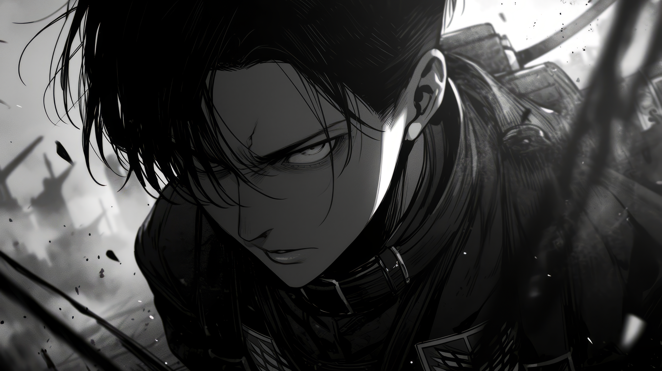 Levi Ackerman from Attack on Titan in monochrome HD Wallpaper