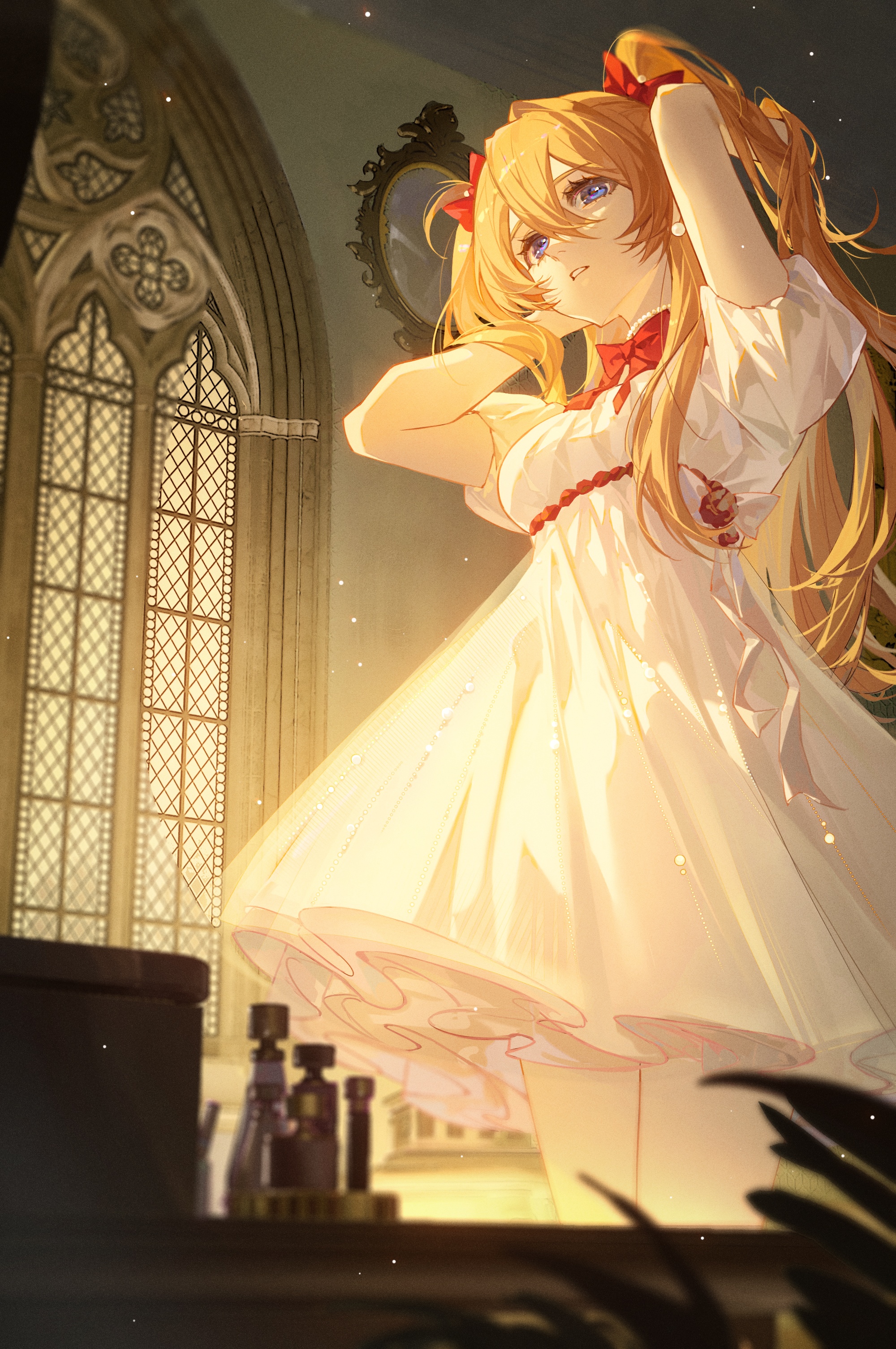 Asuka Langley Soryu in a white dress HD Phone Wallpaper