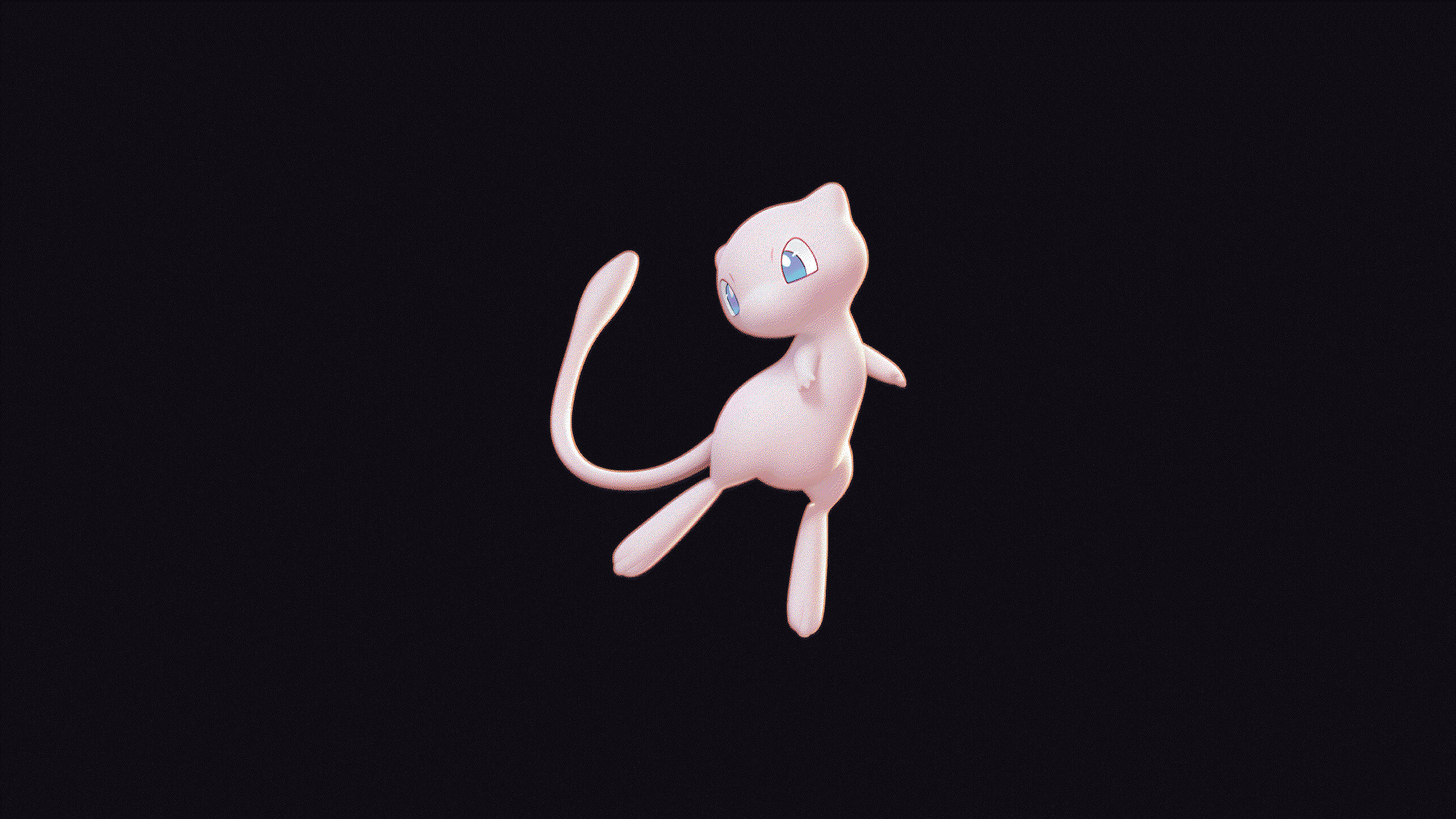 Mew from Pokémon on a black background HD Wallpaper