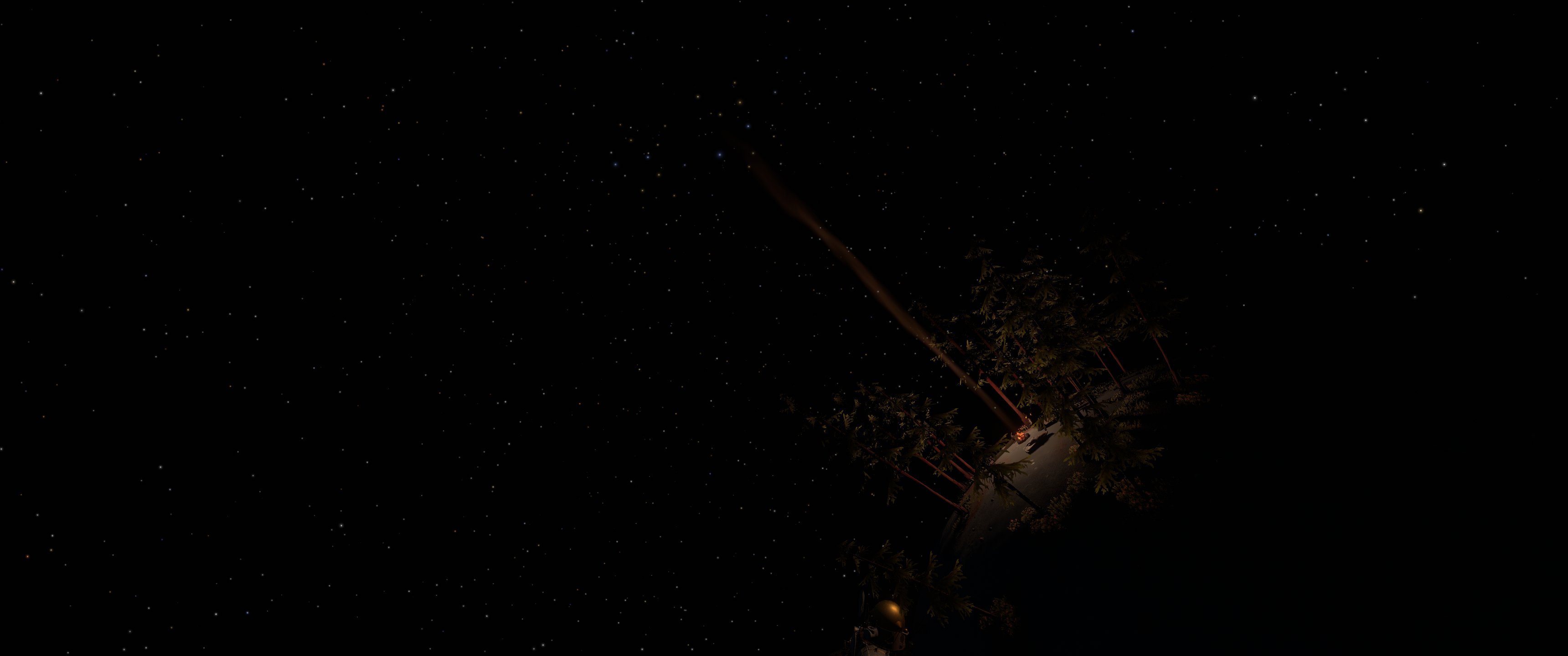 Outer Wilds campfire in a forest at night HD Wallpaper