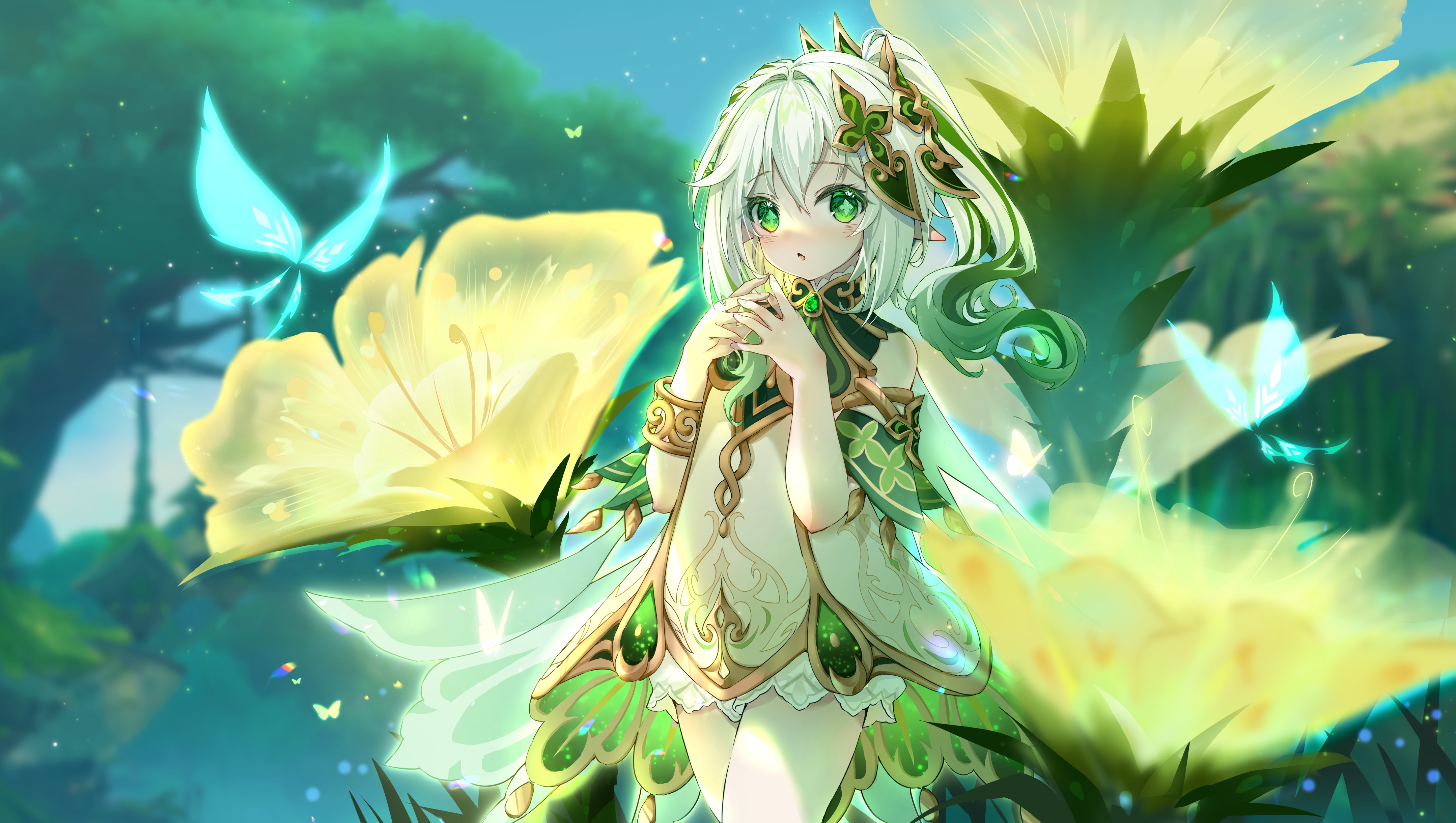 4K Genshin Impact Nahida with Butterflies and Flowers HD Wallpaper
