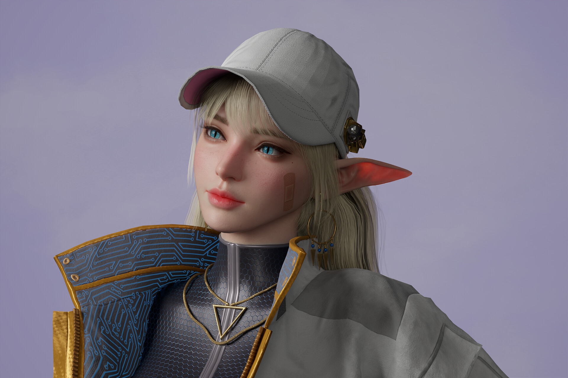 Woman with pointy ears wearing a hat and jacket HD Wallpaper