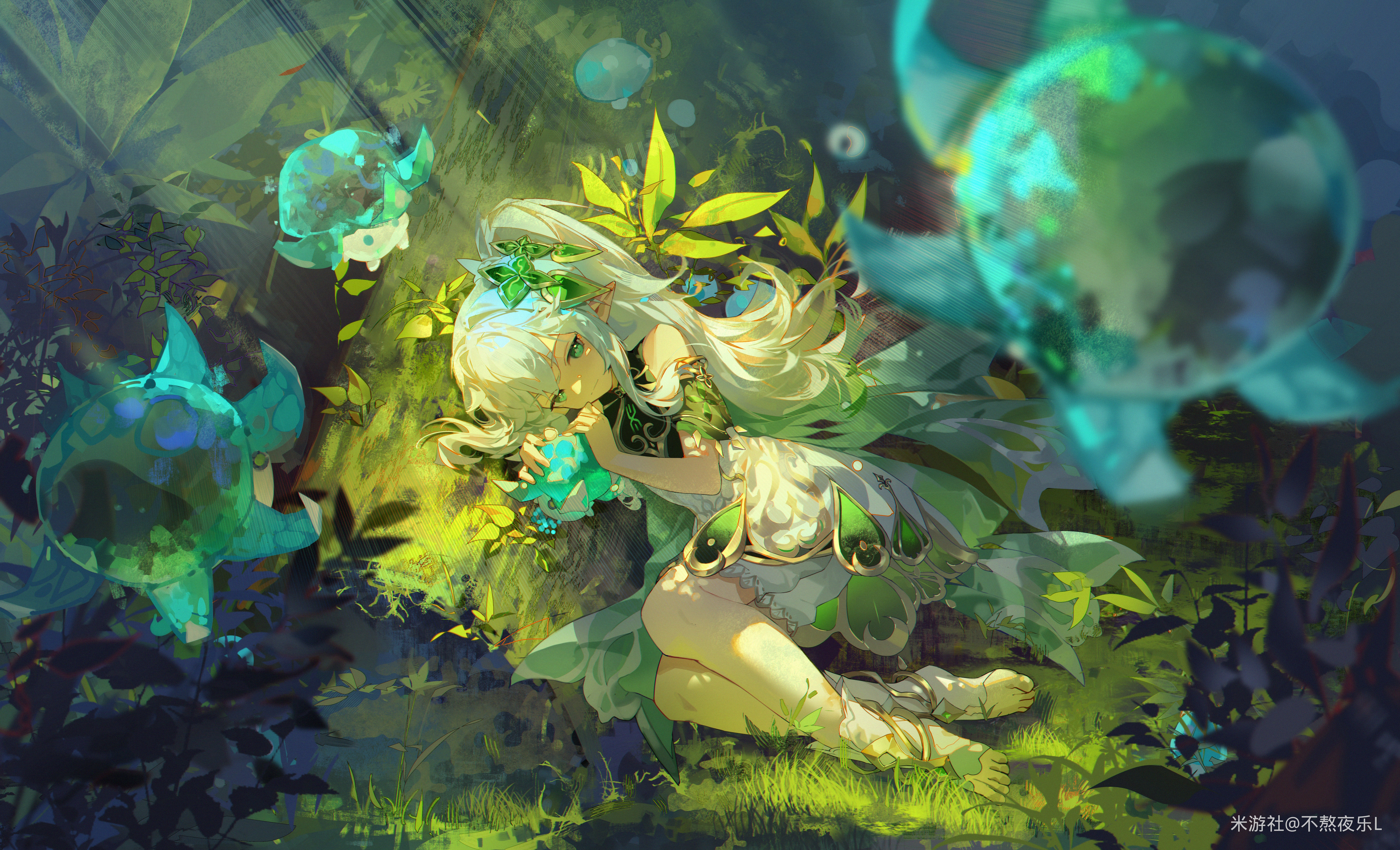 Nahida from Genshin Impact in a forest HD Wallpaper