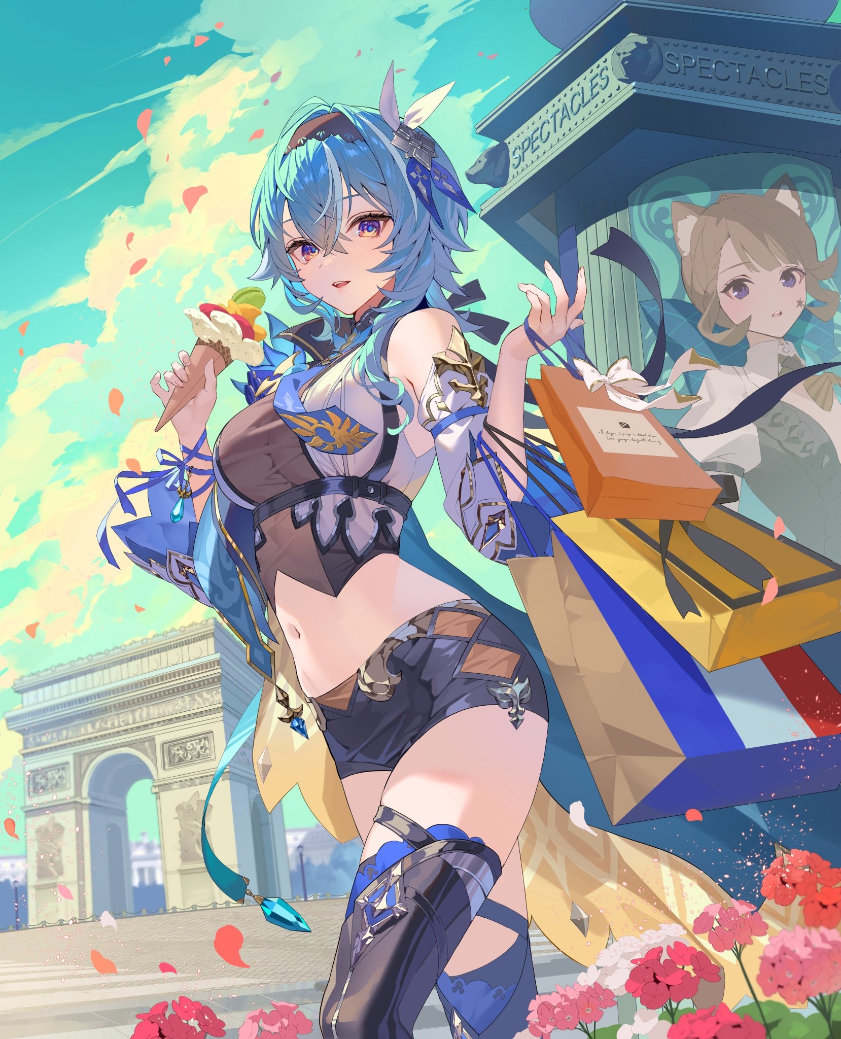 Eula and Lynette with shopping bags in Paris HD Phone Wallpaper