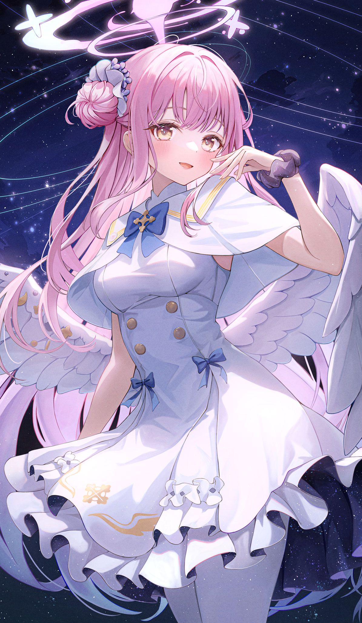 Misono Mika from Blue Archive with Pink Hair and Wings HD Phone Wallpaper