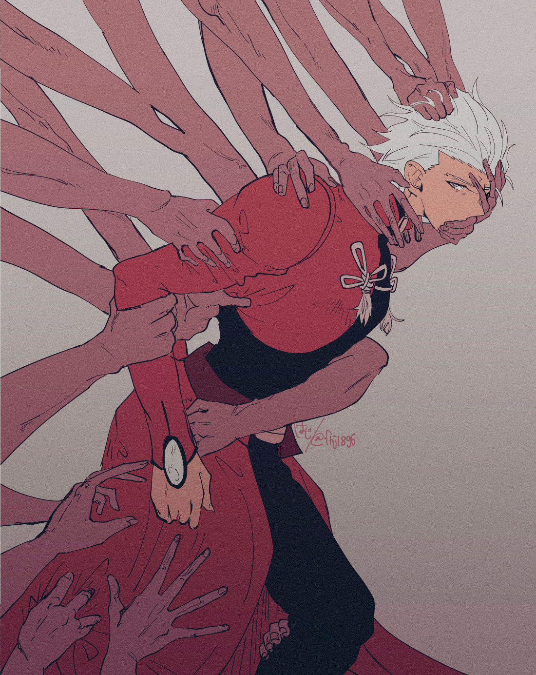 Archer from Fate/Stay Night surrounded by hands HD Phone Wallpaper
