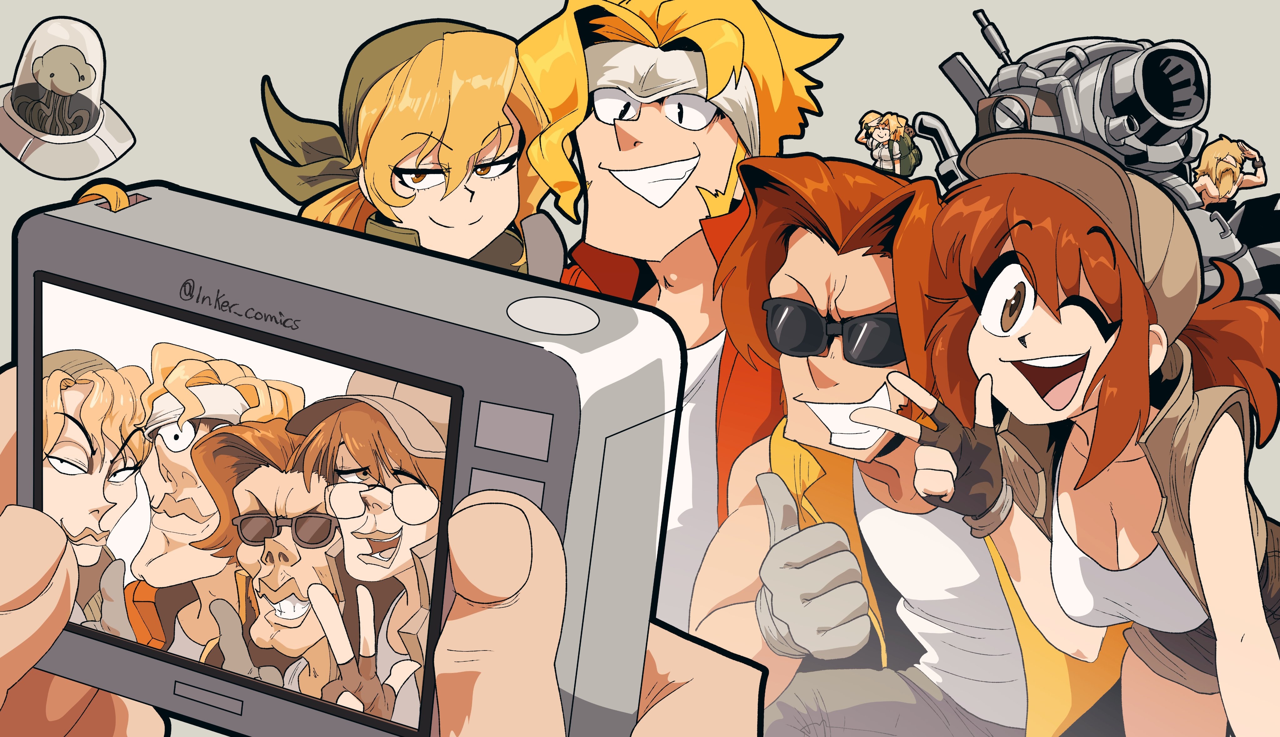 Metal Slug characters taking a selfie HD Wallpaper
