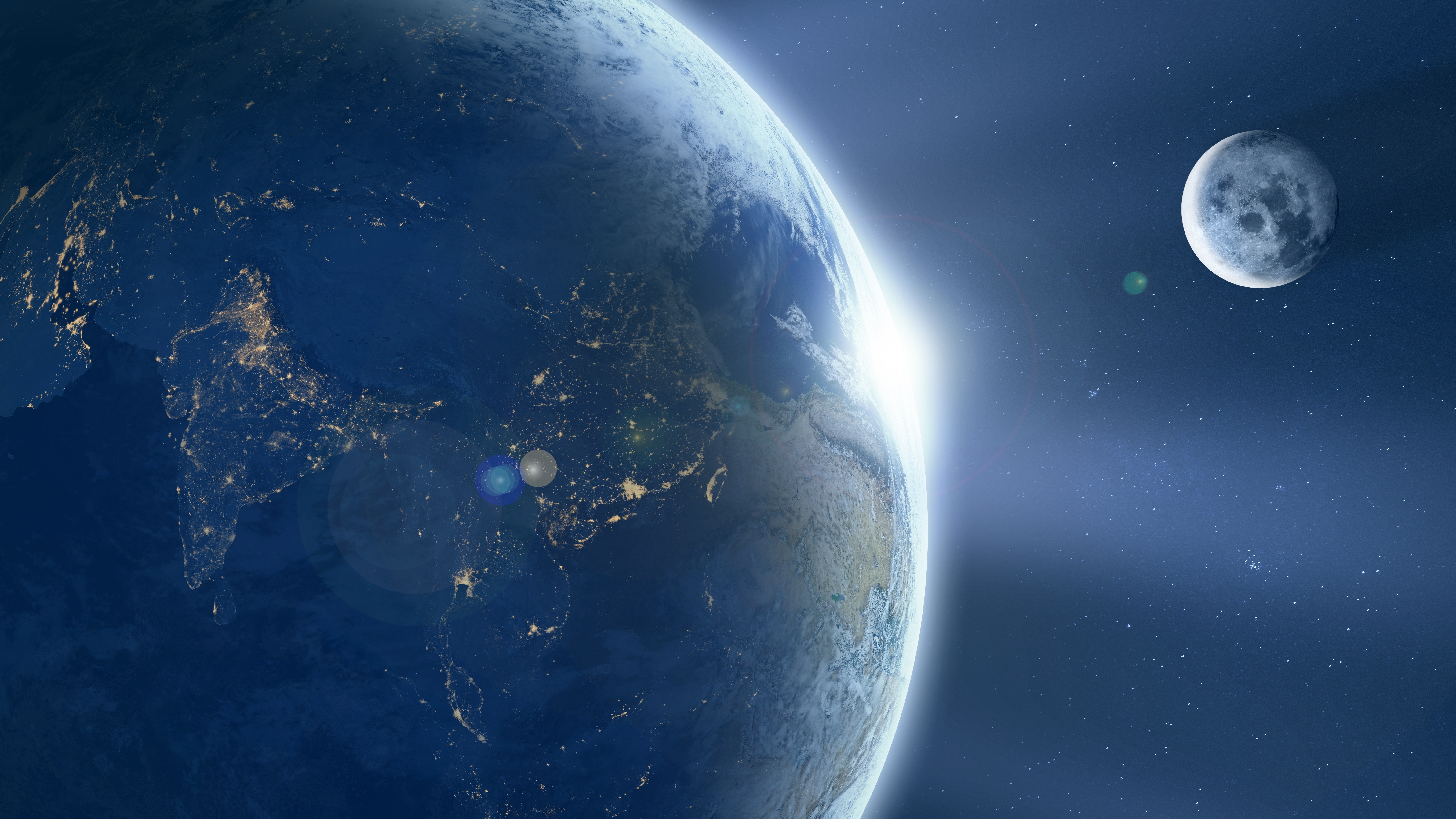 4K space art of Earth and Moon HD Wallpaper