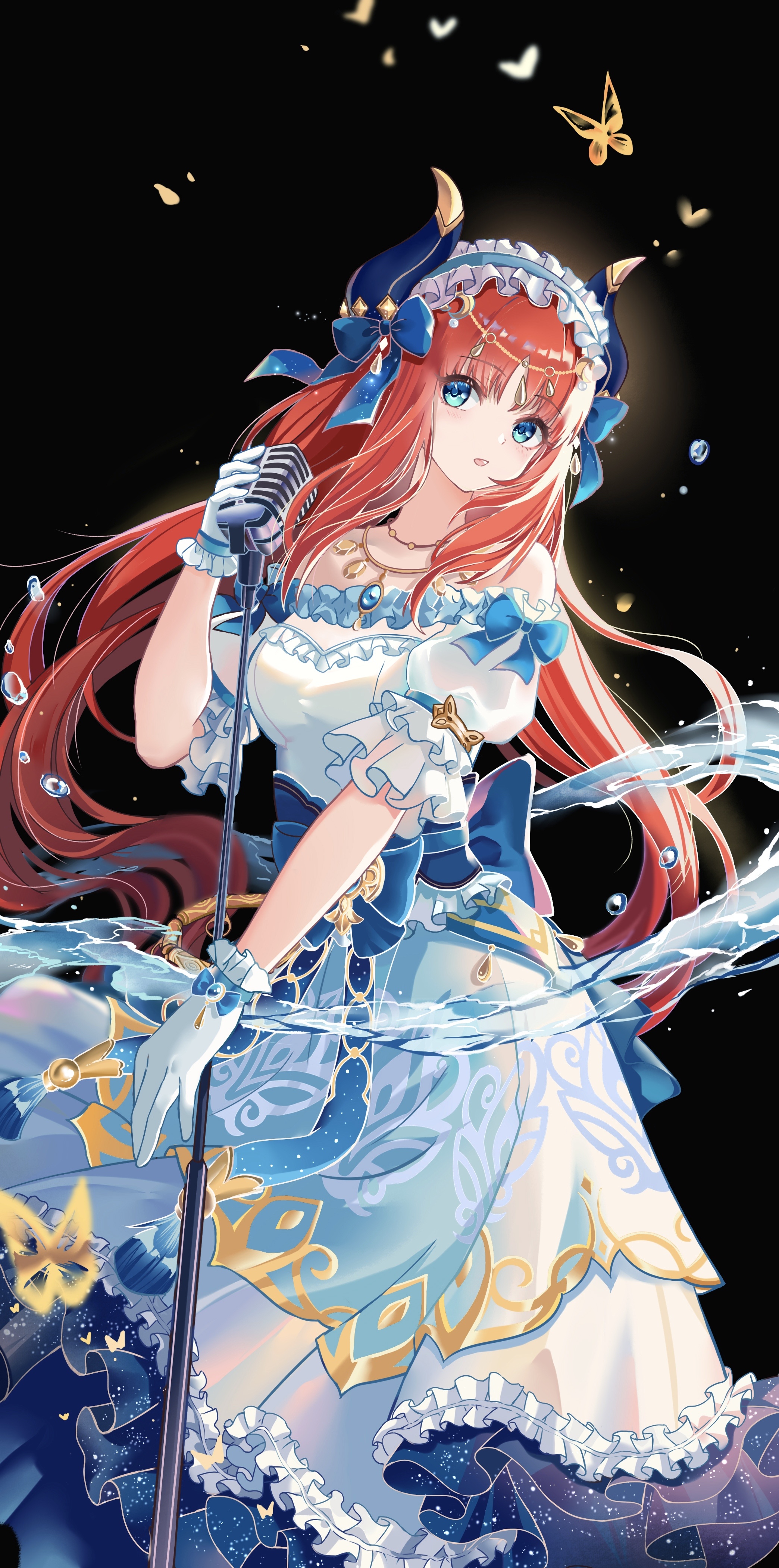 Nilou from Genshin Impact singing with a microphone HD Phone Wallpaper