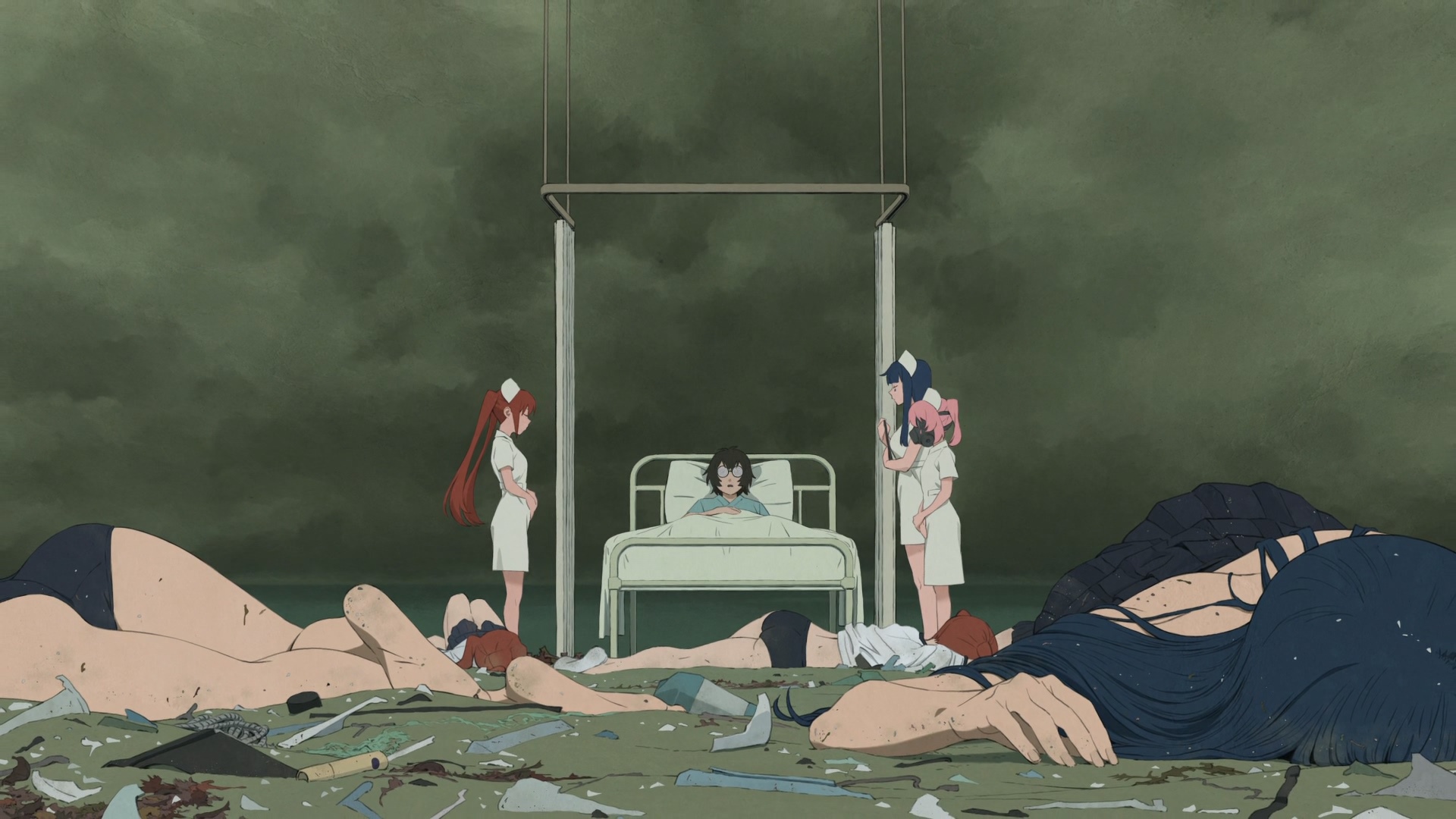 Mahou Shoujo Magical Destroyers nurses and patient in a hospital HD Wallpaper