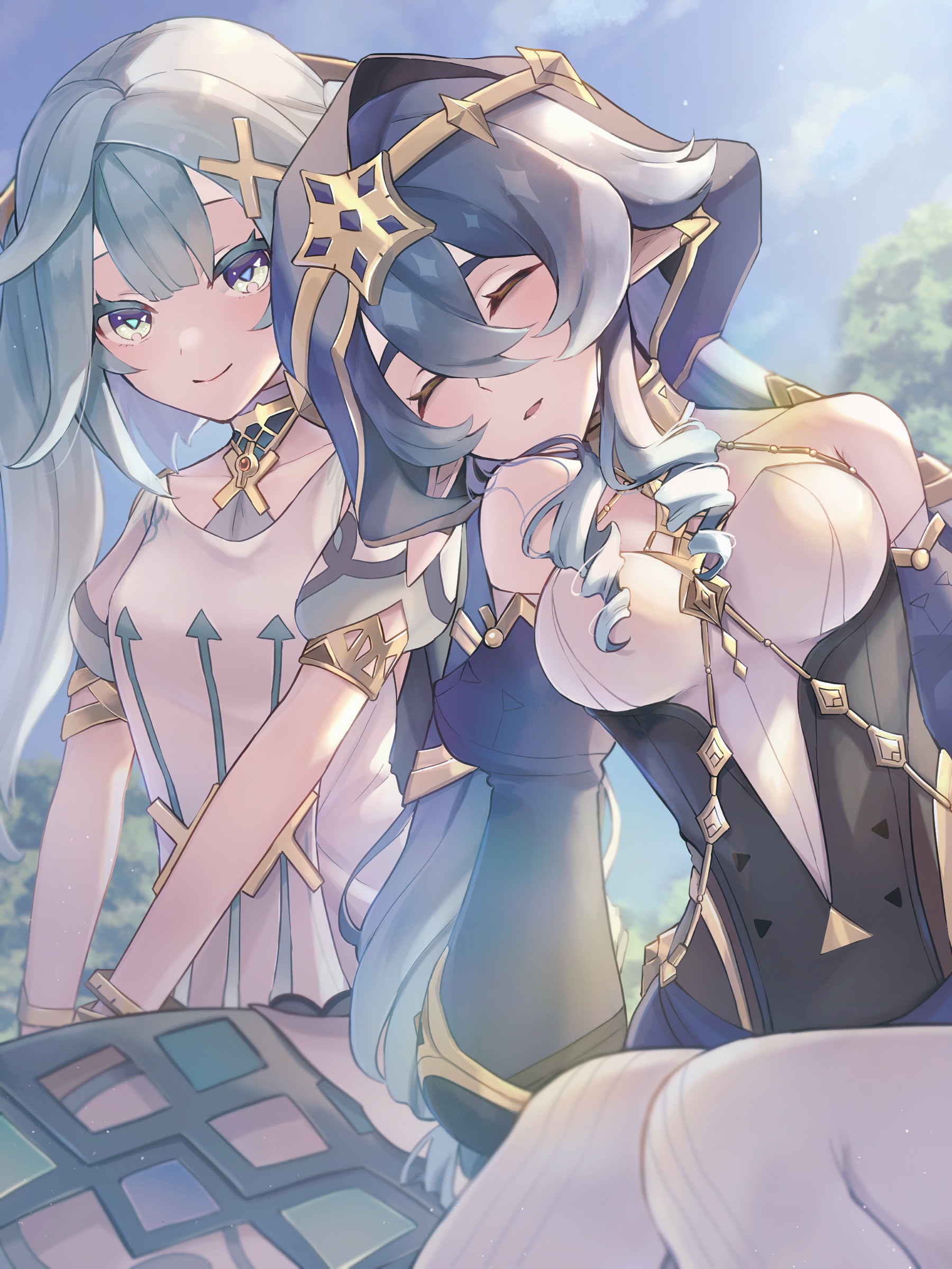 Genshin Impact's Faruzan and Layla resting outdoors HD Phone Wallpaper