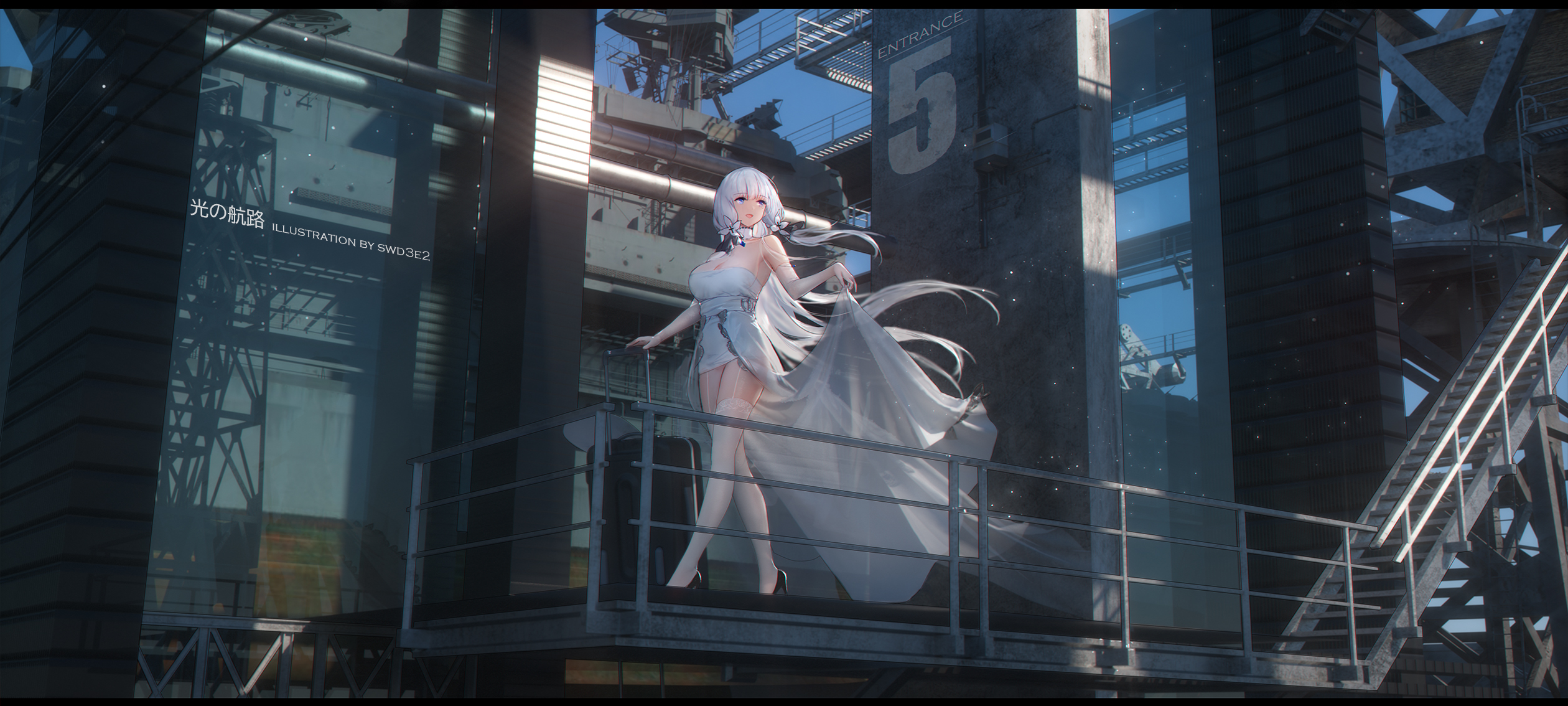 Azur Lane character with white hair in a white dress HD Wallpaper