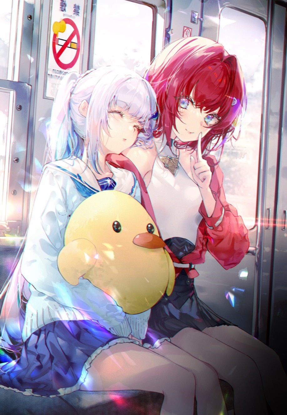 Azur Lane Manjuu and girl on a train HD Phone Wallpaper