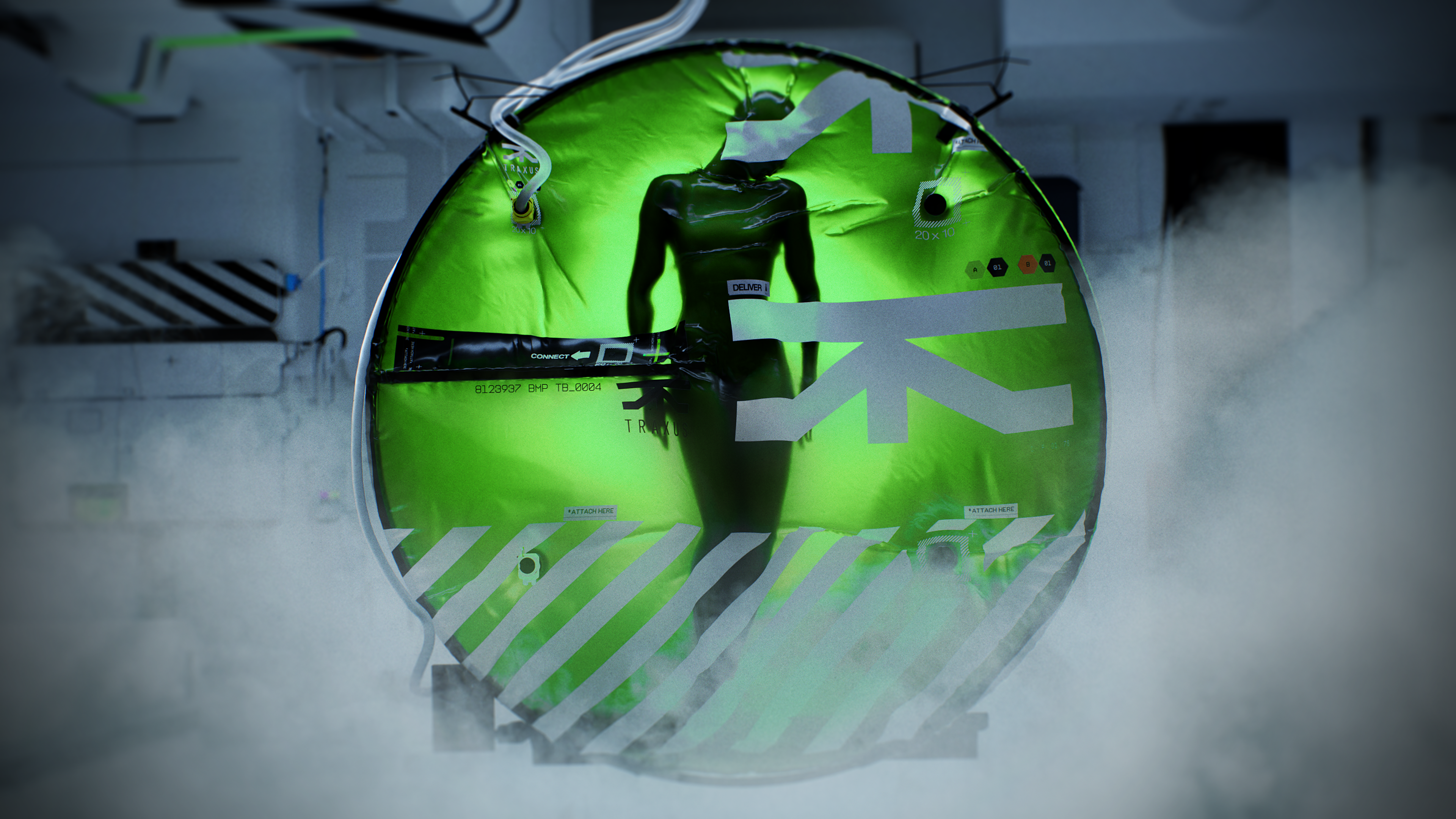 4K Futuristic Pod with Figure HD Wallpaper