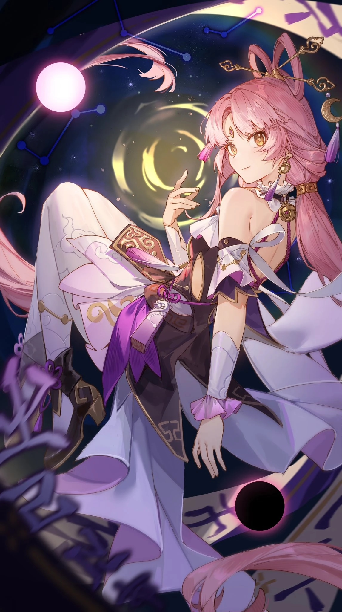 Fu Xuan from Honkai: Star Rail with pink hair and yellow eyes HD Phone Wallpaper