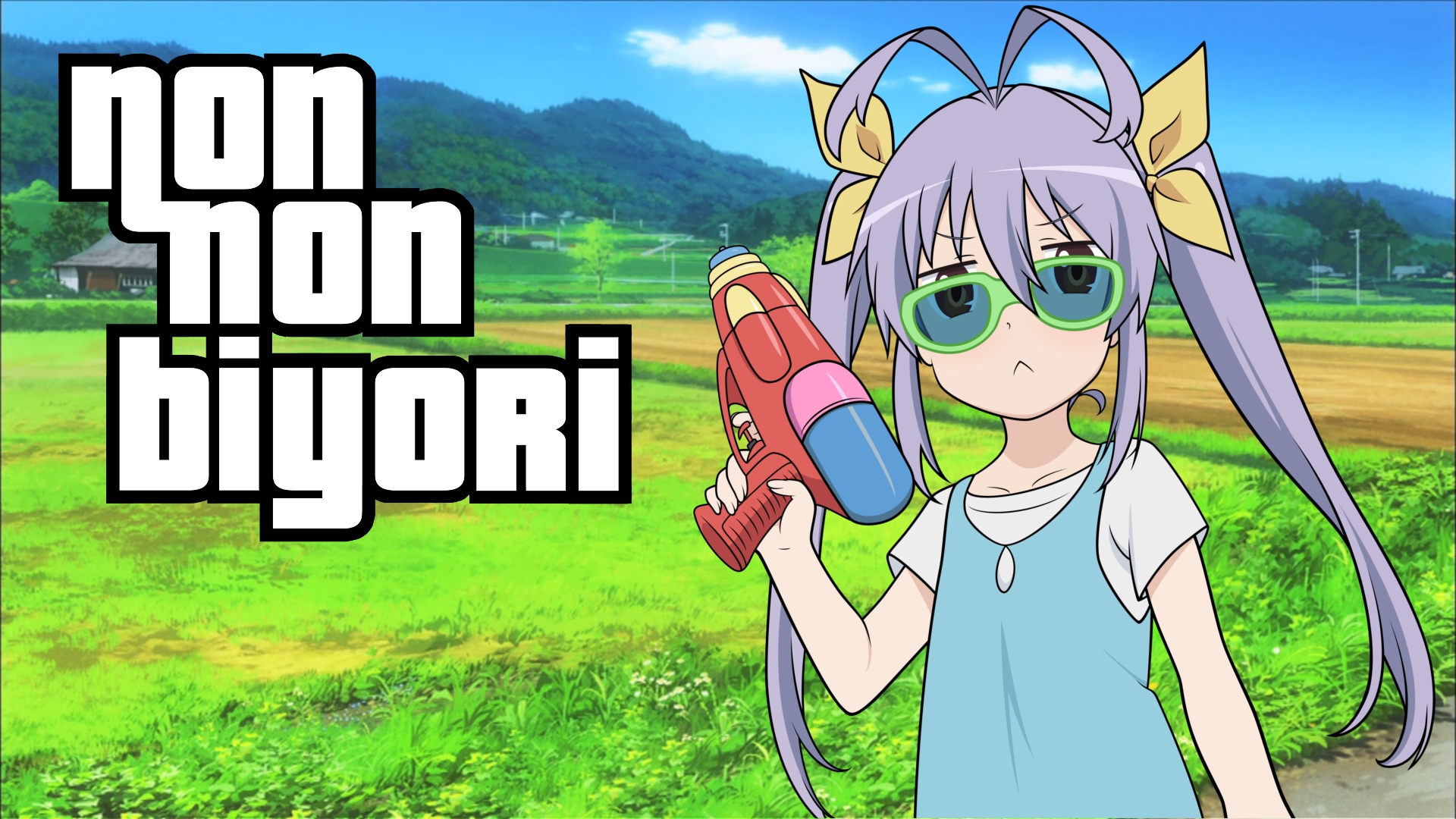 Non Non Biyori: Miyauchi Renge with Water Gun HD Wallpaper