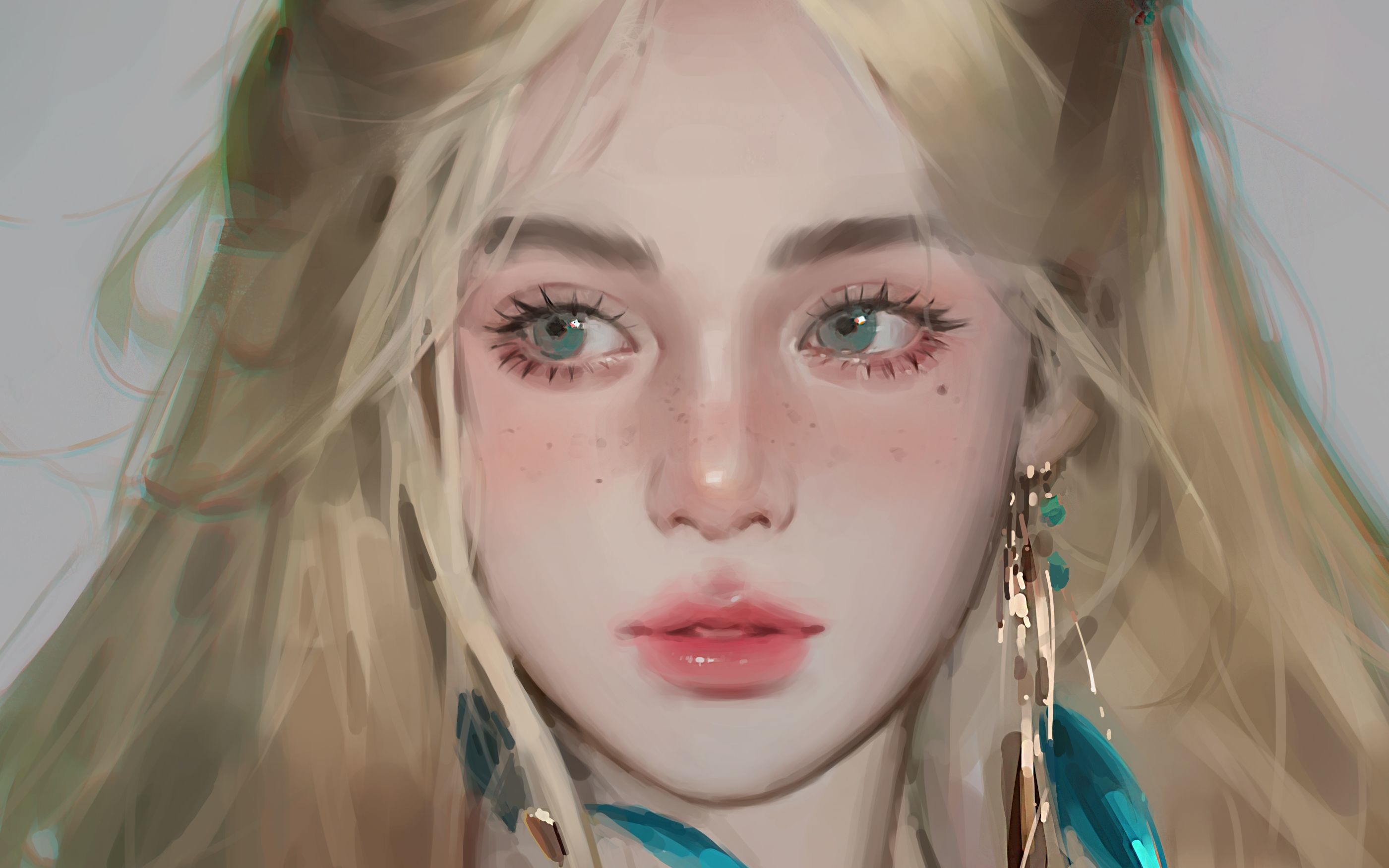 Portrait of a woman with blonde hair and blue eyes HD Wallpaper