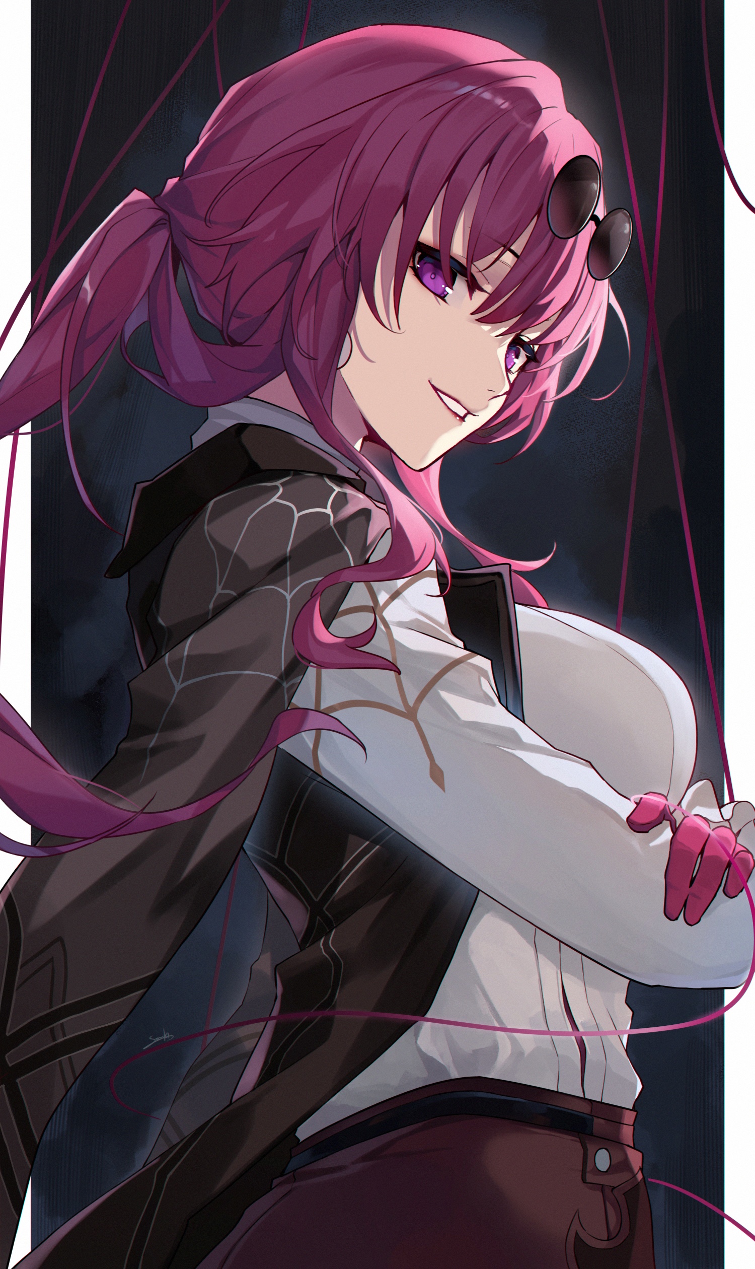 Kafka from Honkai: Star Rail with purple hair and eyes HD Phone Wallpaper