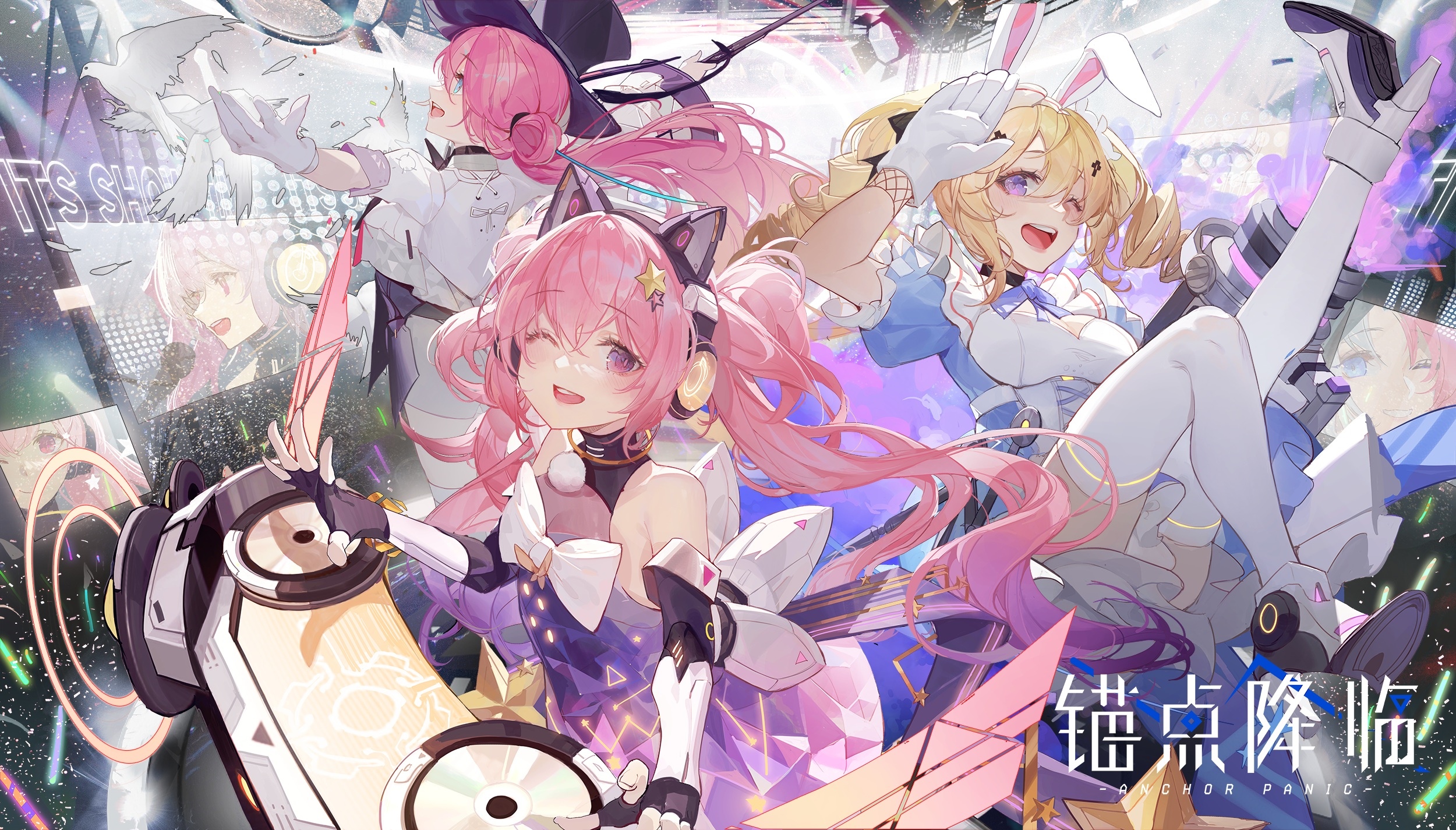 Anchor Panic Characters with Pink and Blonde Hair HD Wallpaper