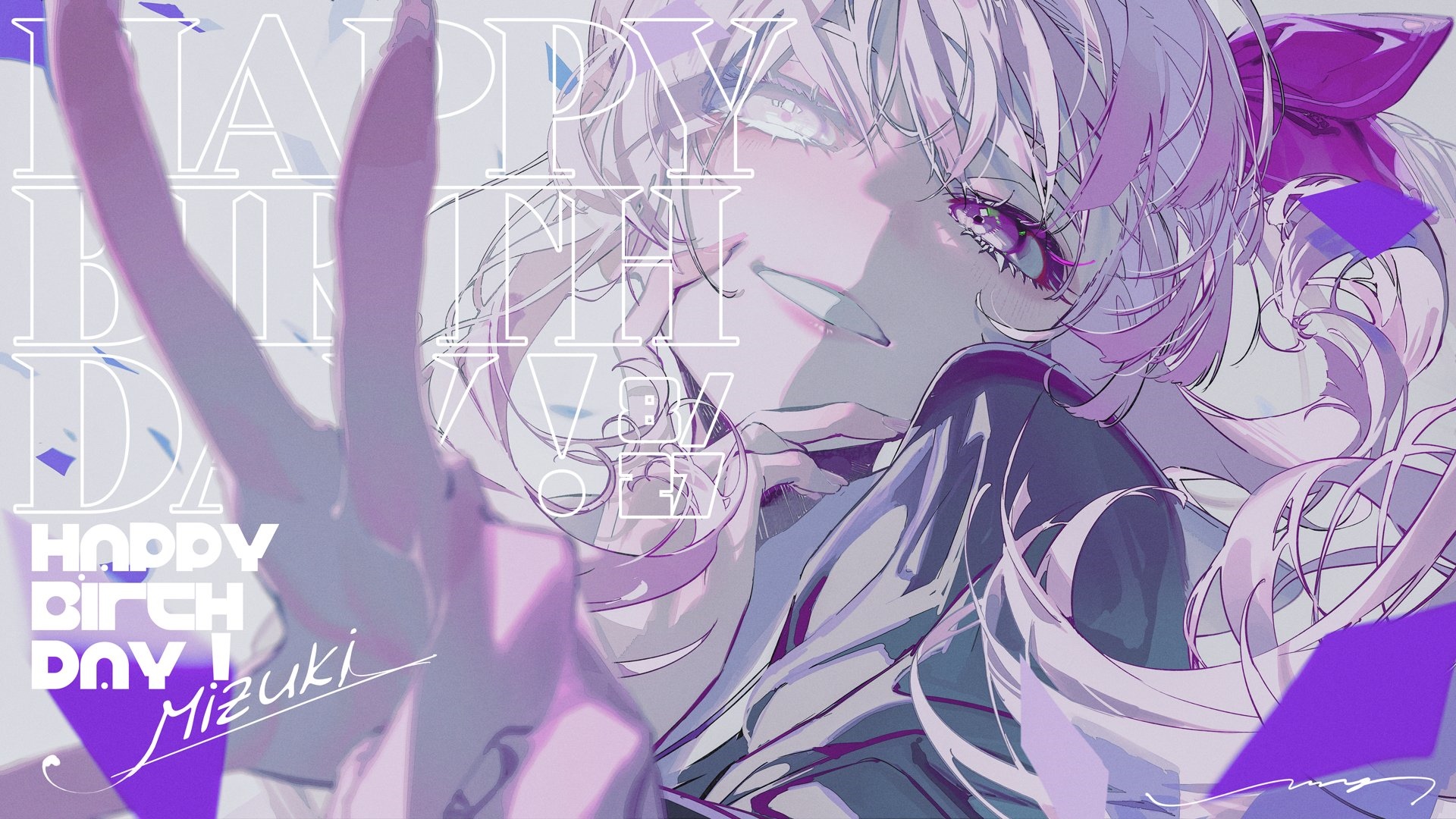 Happy Birthday Mizuki with Peace Sign HD Wallpaper