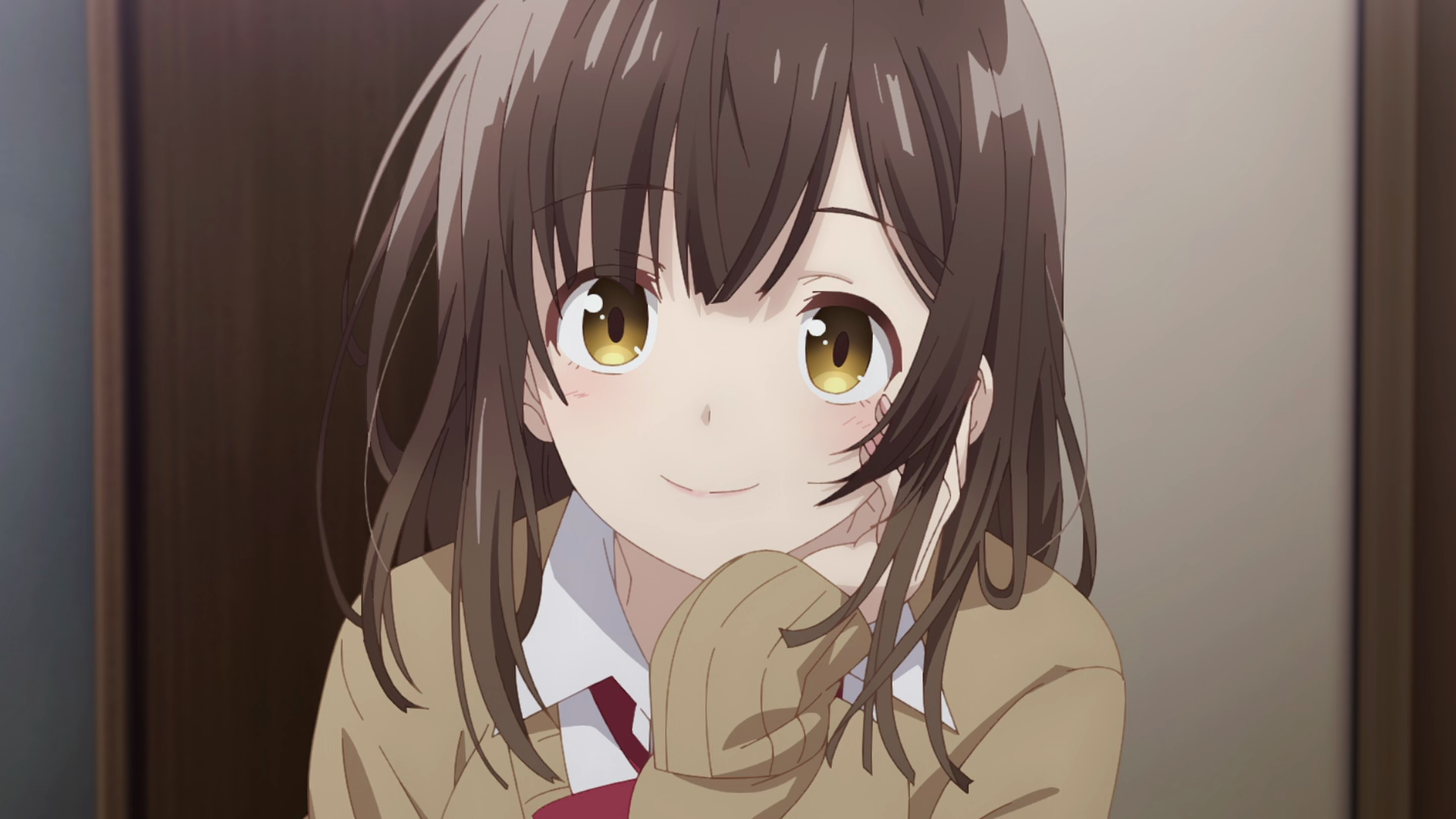 Ogiwara Sayu smiling in Hige wo Soru. Soshite Joshikousei wo Hirou. HD Wallpaper