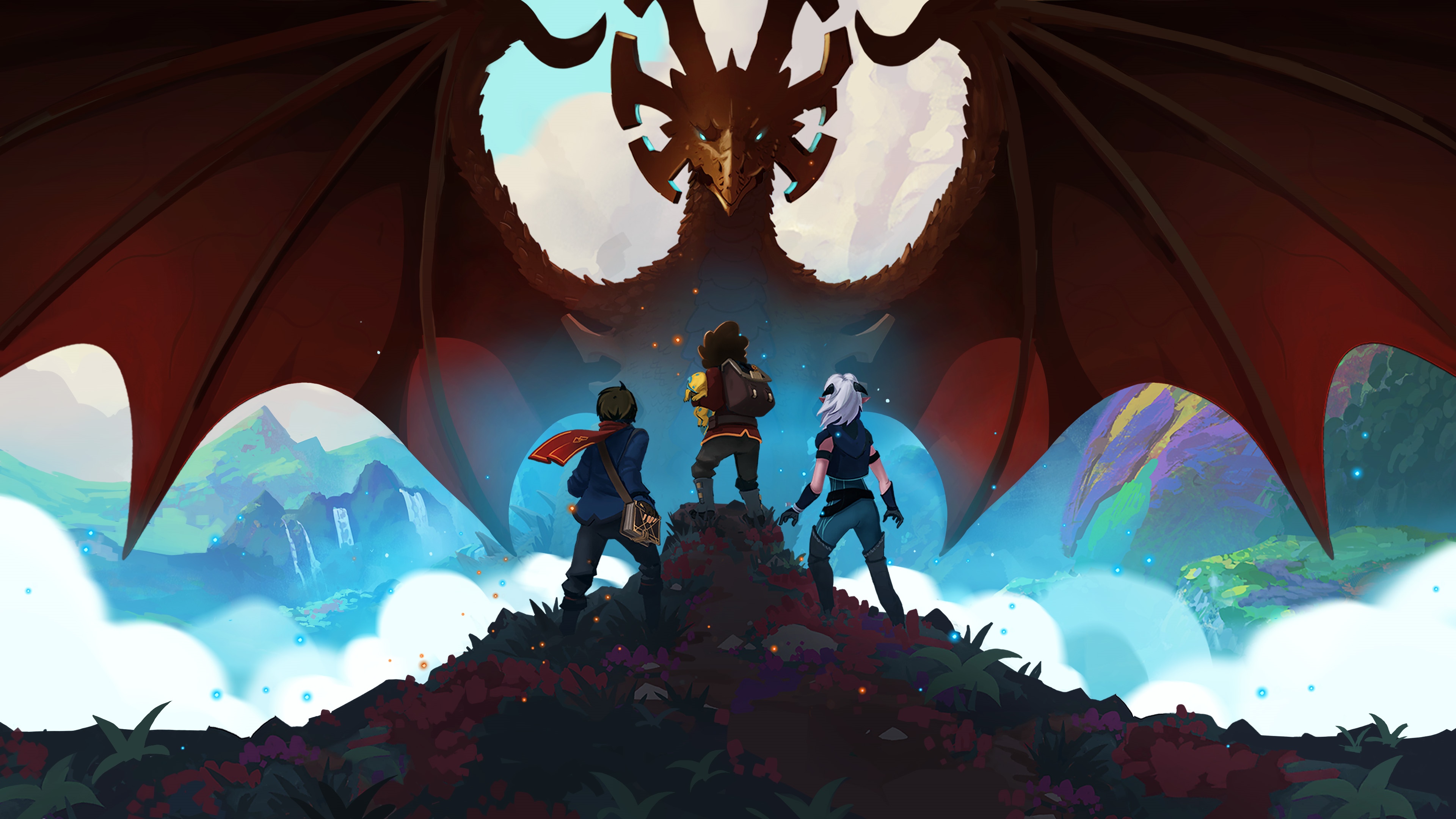 The Dragon Prince: Callum, Ezran, and Rayla face a dragon HD Wallpaper