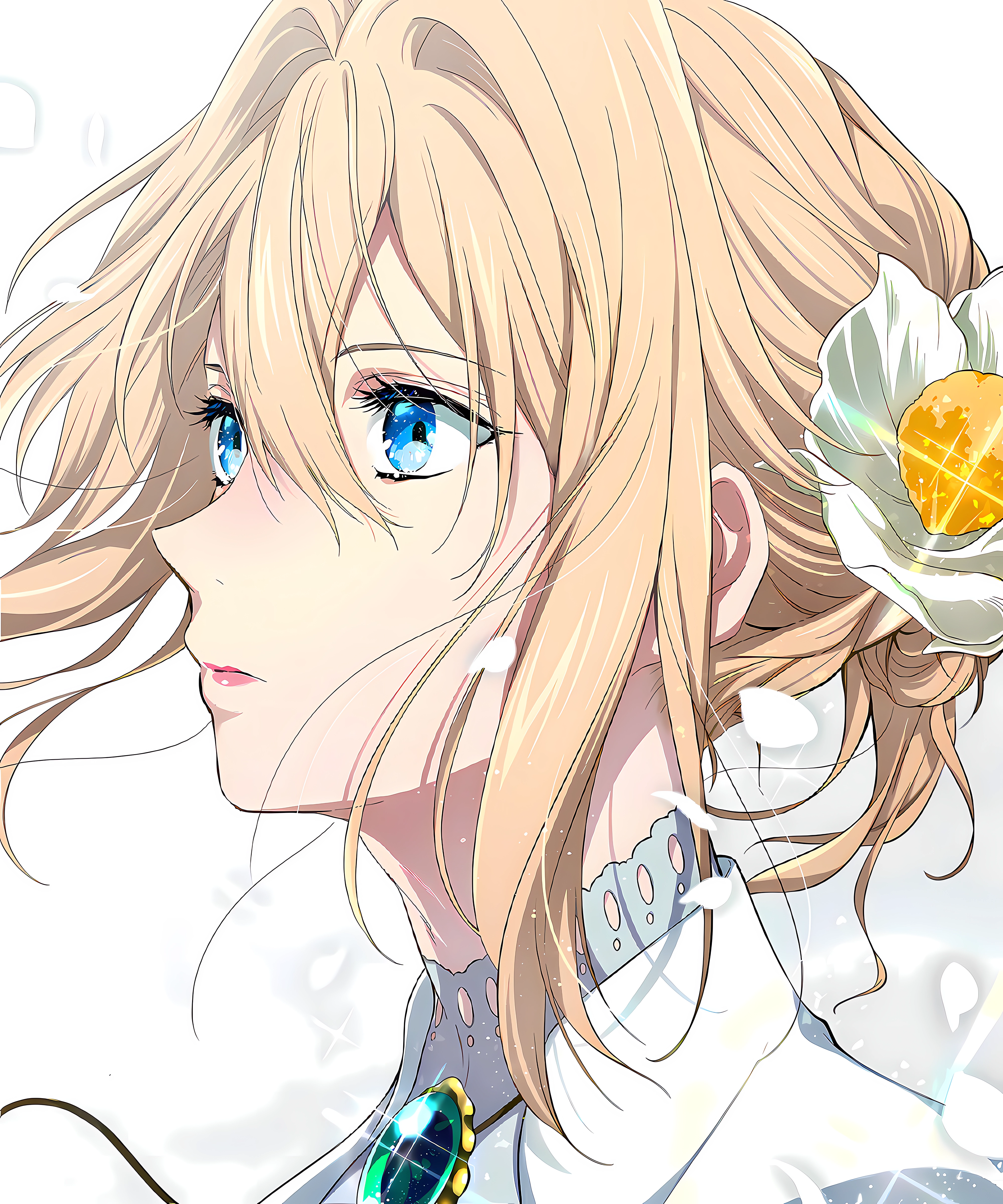 Violet Evergarden with Flower in Hair HD Phone Wallpaper