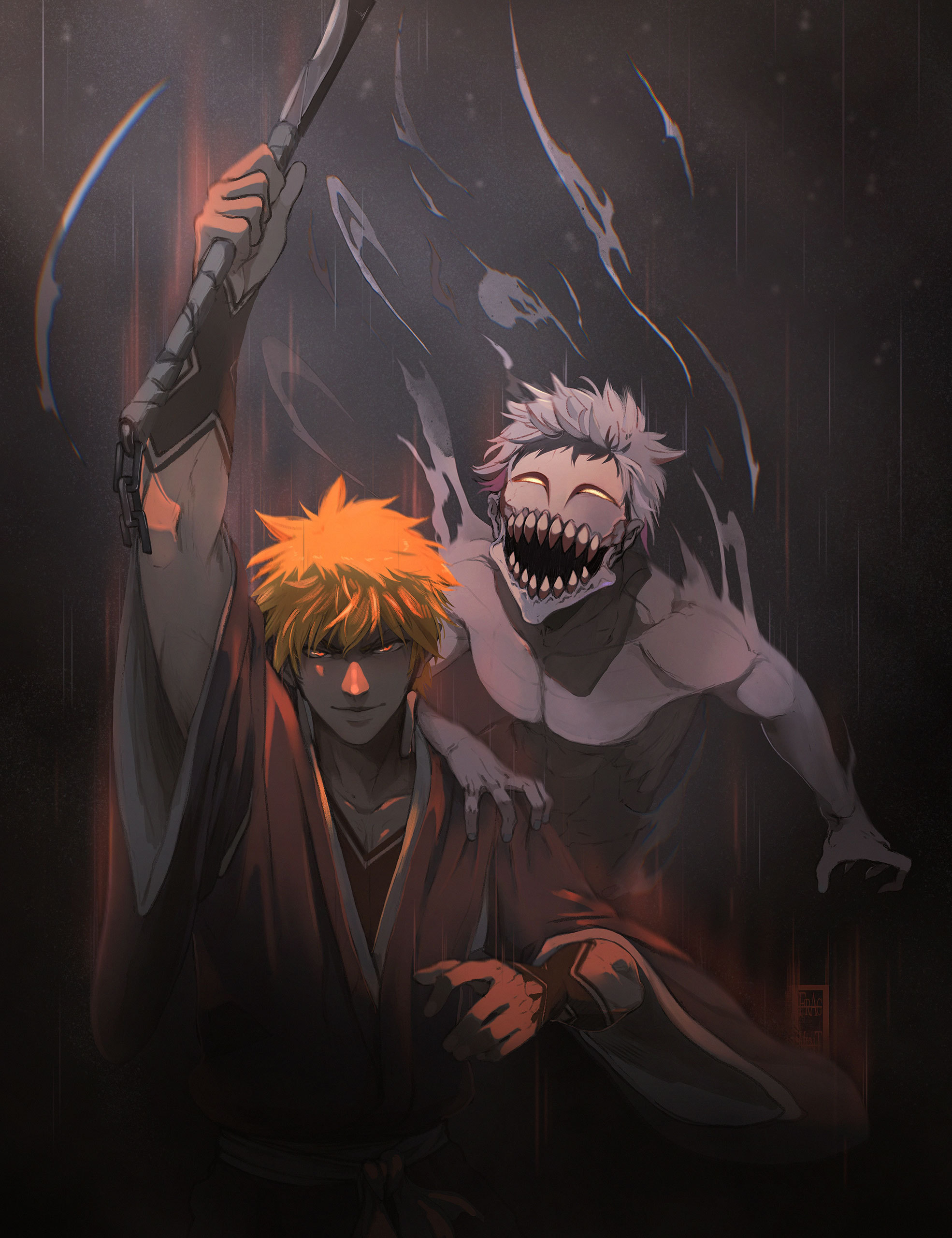 Kurosaki Ichigo and Hollow from Bleach HD Phone Wallpaper