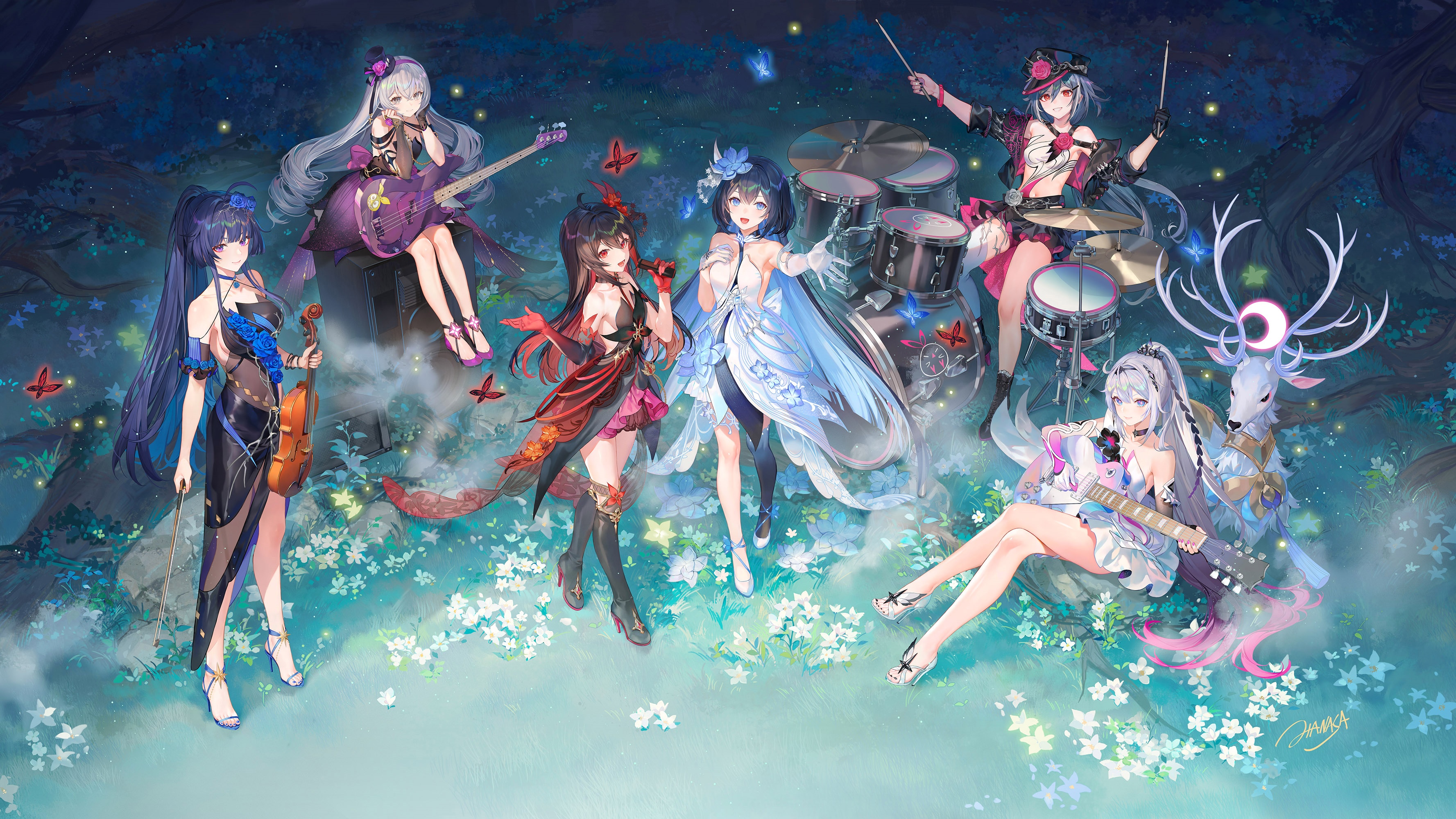 Honkai Impact 3rd characters performing music HD Wallpaper