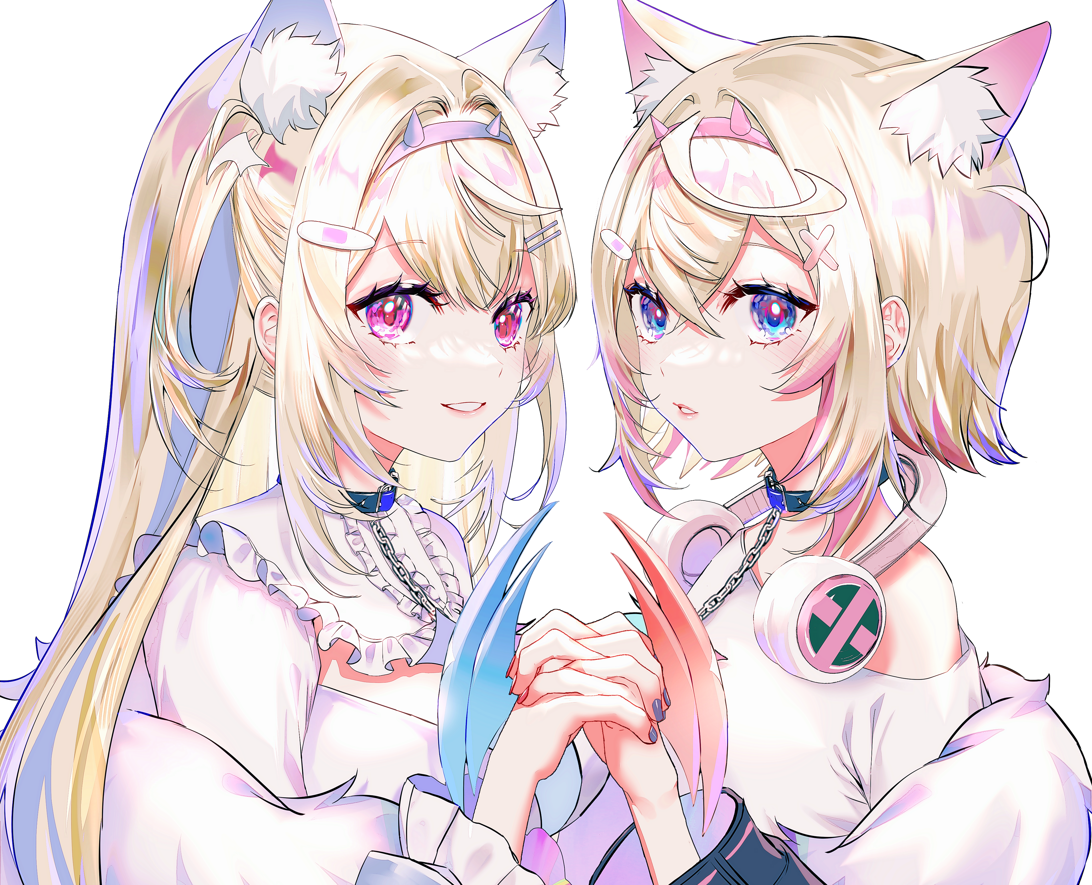 Fuwawa and Mococo Abyssgard with Cat Ears HD Wallpaper